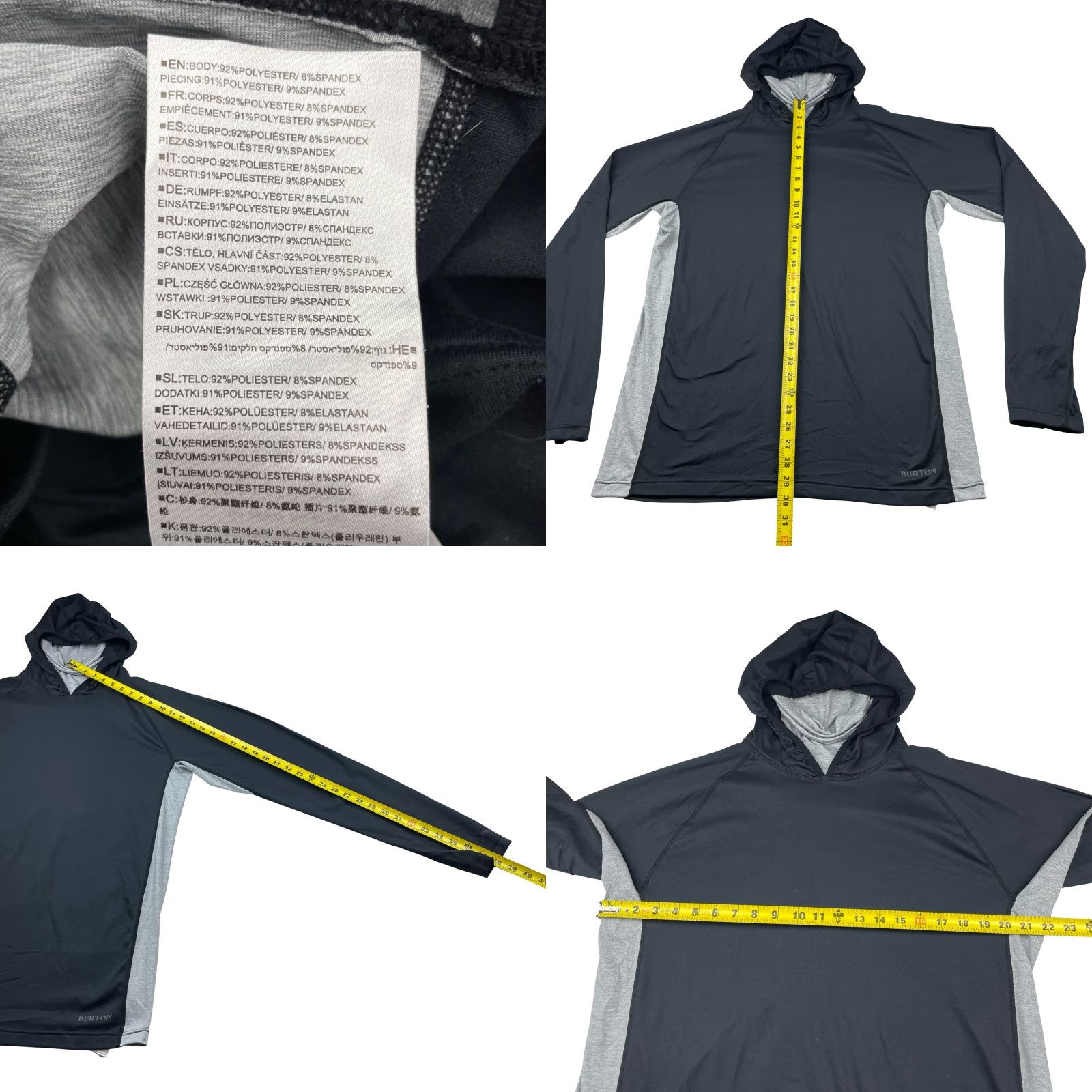 Burton Burton Men's Performance Pullover Hoodie w/Gaiter Black/Gray XL Hoodie Mens Size XL Black Gray Logo 90s? Size US XL / EU 56 / 4 - 8 Thumbnail