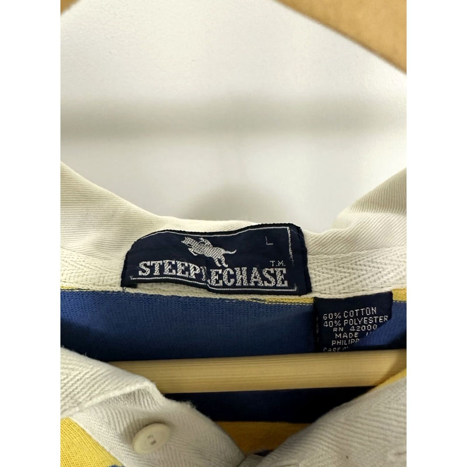 Vintage VTG 80s Steeplechase Yellow Blue Kanye Long Sleeve Polo Rugby Size L Mens Size US L / EU 52-54 / 3 - 3 Thumbnail