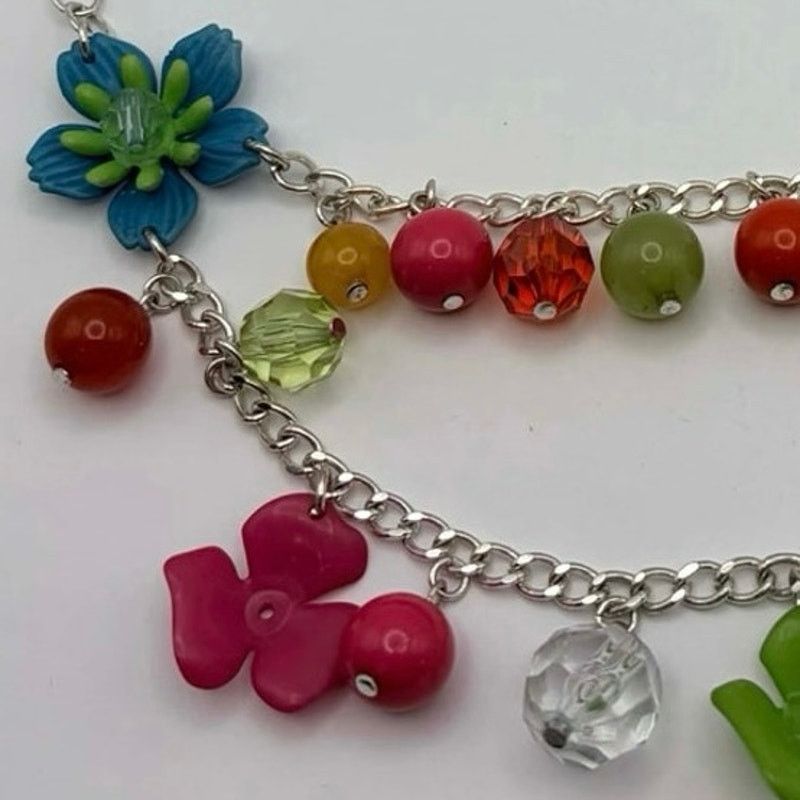 Other Blue & Pink Tropical Floral Necklace Size ONE SIZE - 2 Thumbnail