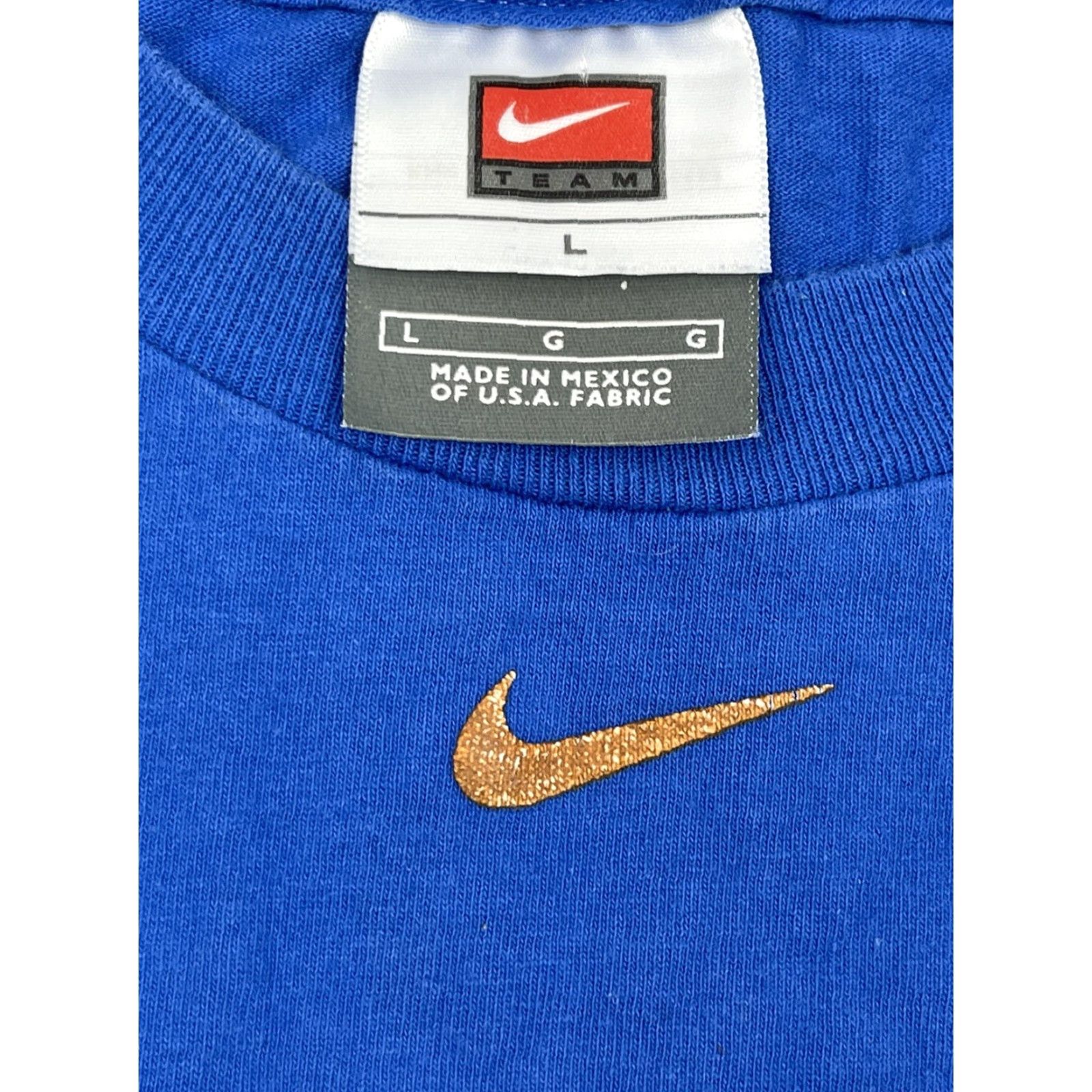 Nike VINTAGE Nike Mens T-Shirt MLB Texas Rangers Center Swoosh Crew Neck Short Sleeve Blue L Size US L / EU 52-54 / 3 - 3 Thumbnail