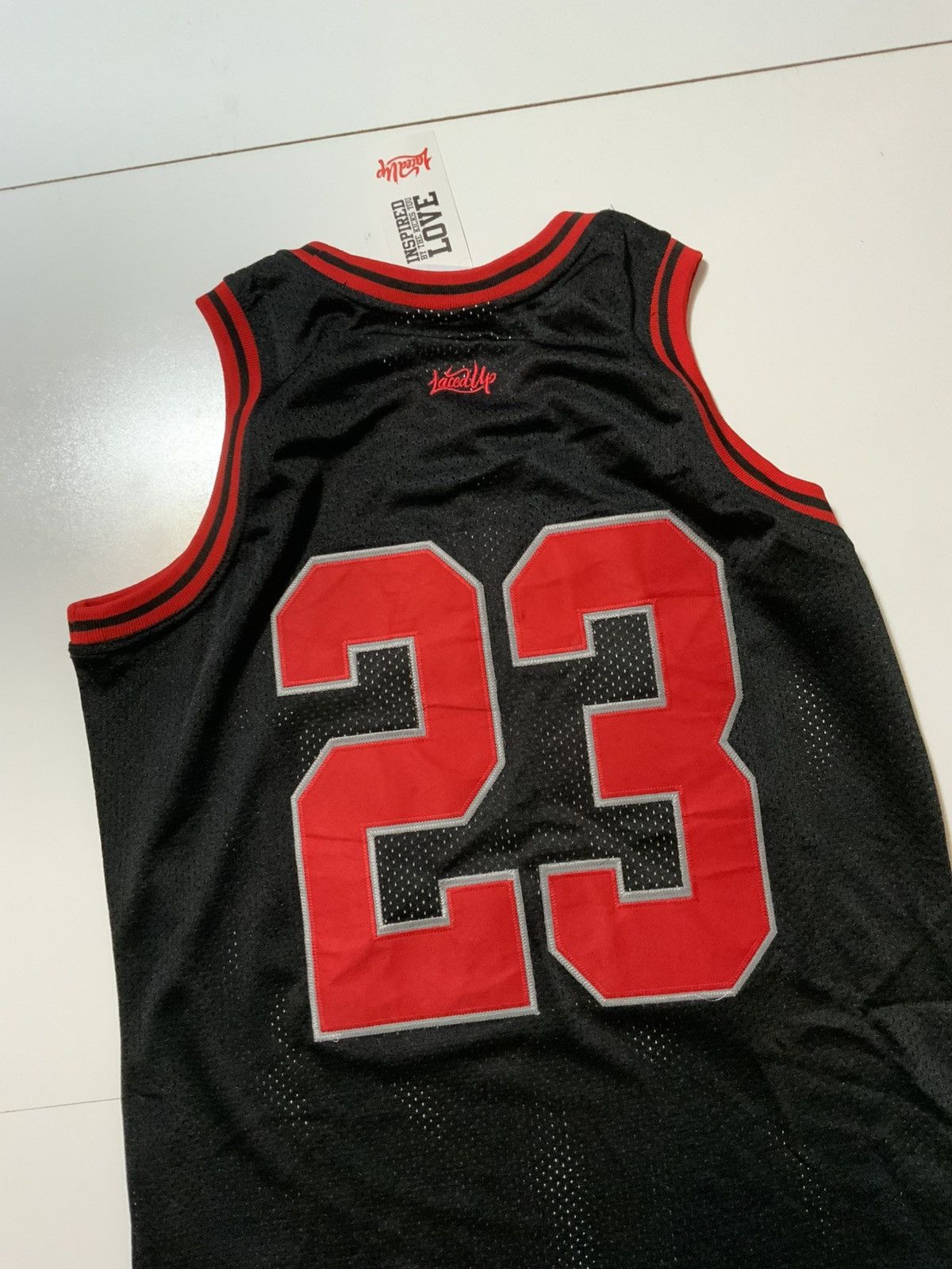 Sneakgallery NWT Laced Up XIII Bred Retro Michael Jordan GOAT Mesh Jersey Size US M / EU 48-50 / 2 - 4 Thumbnail
