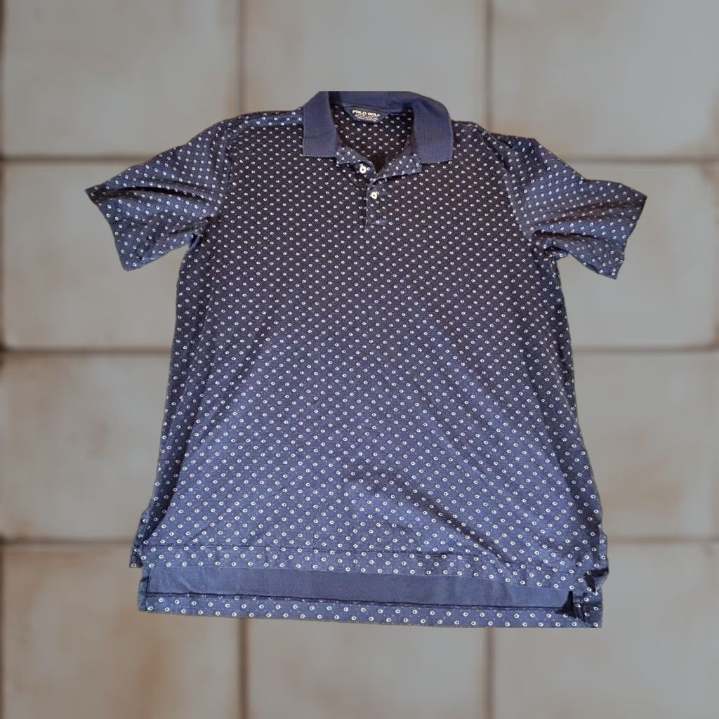 Polo Ralph Lauren Ralph Lauren Polo Golf Mens Large Polo Shirt Blue AOP Geometric Print 100% Pima Cotton Collared Short Sleeve Size US L / EU 52-54 / 3 - 1 Thumbnail
