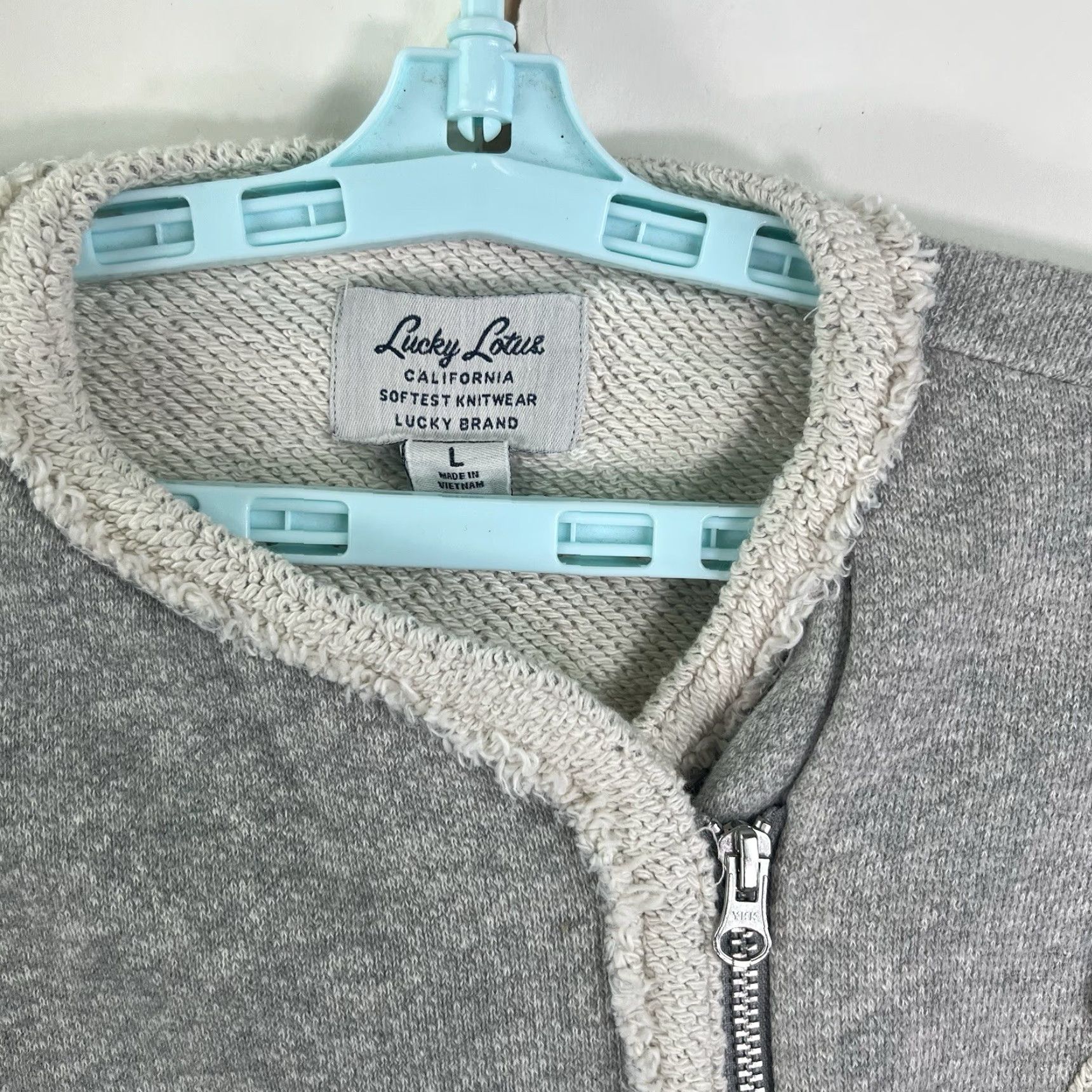 Lucky Brand Lucky Brand Lucky Lotus Full Zip Asymmetrical Jacket Womens L Gray Sweatshirt Size L / US 10 / IT 46 - 3 Thumbnail