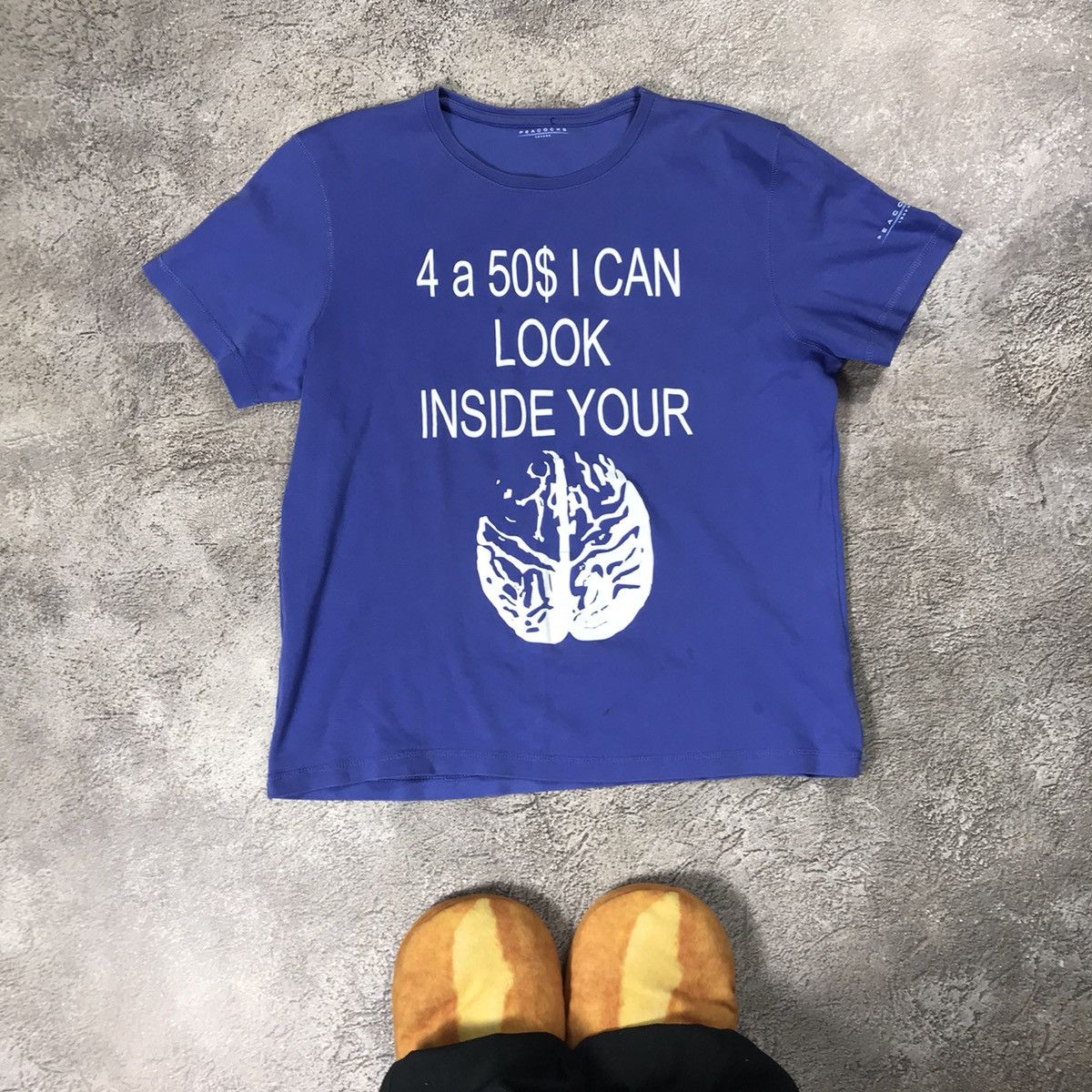 Vintage Vintage Y2K Graphic Tee Brain Print Streetwear Blue Boxy M Size US M / EU 48-50 / 2 - 1 Thumbnail