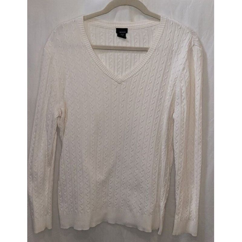 Basic Editions Basic Editions White Knit Long Sleeve Sweater Size XL Size XL / US 12-14 / IT 48-50 - 1 Thumbnail