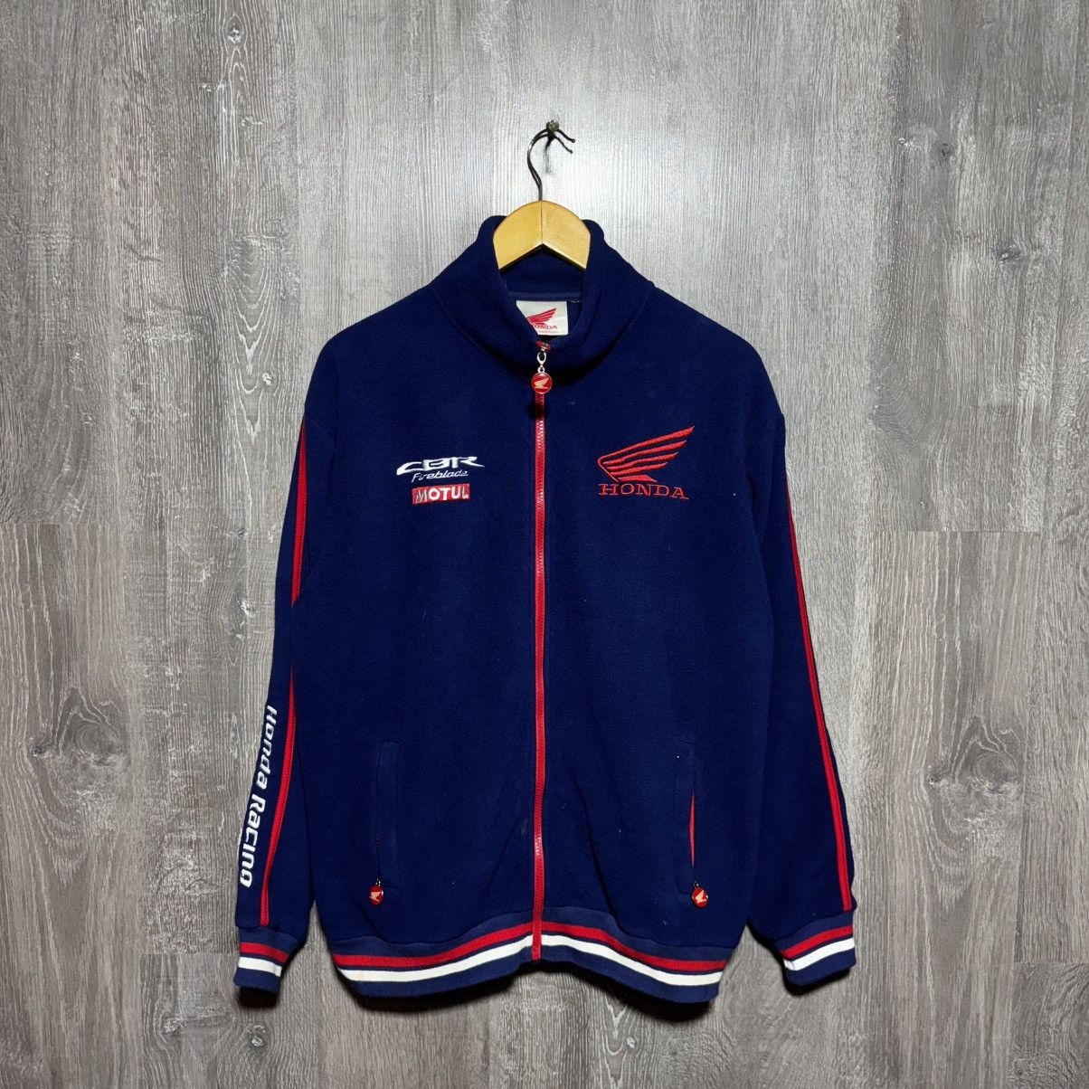 Honda Vintage 90s Honda Racing Fleece Navy Jacket Zip Motul Y2K Size US XL / EU 56 / 4 - 1 Thumbnail
