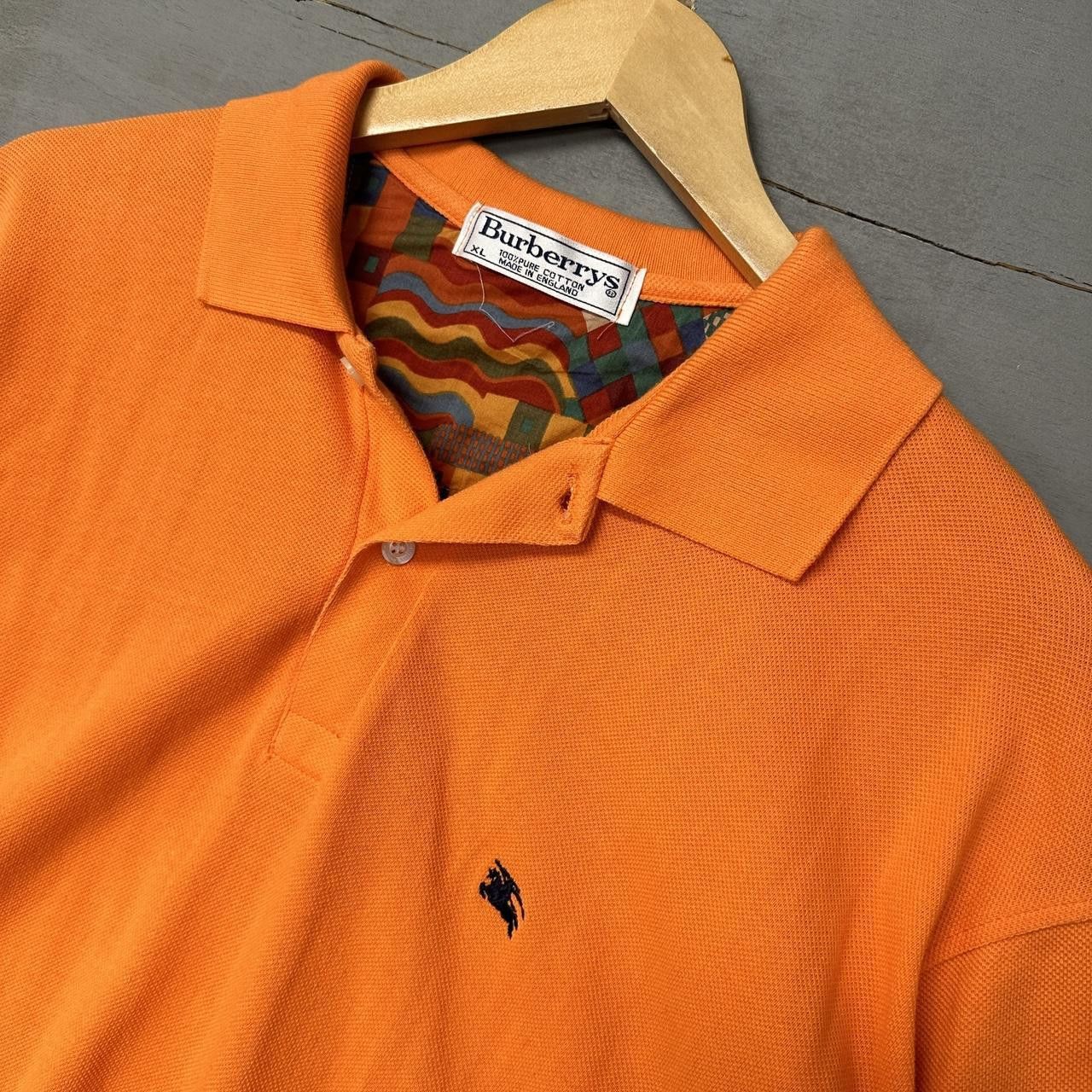 Burberry Vintage Burberry London Orange 100% Cotton Polo Shirt XL Size US XL / EU 56 / 4 - 2 Thumbnail