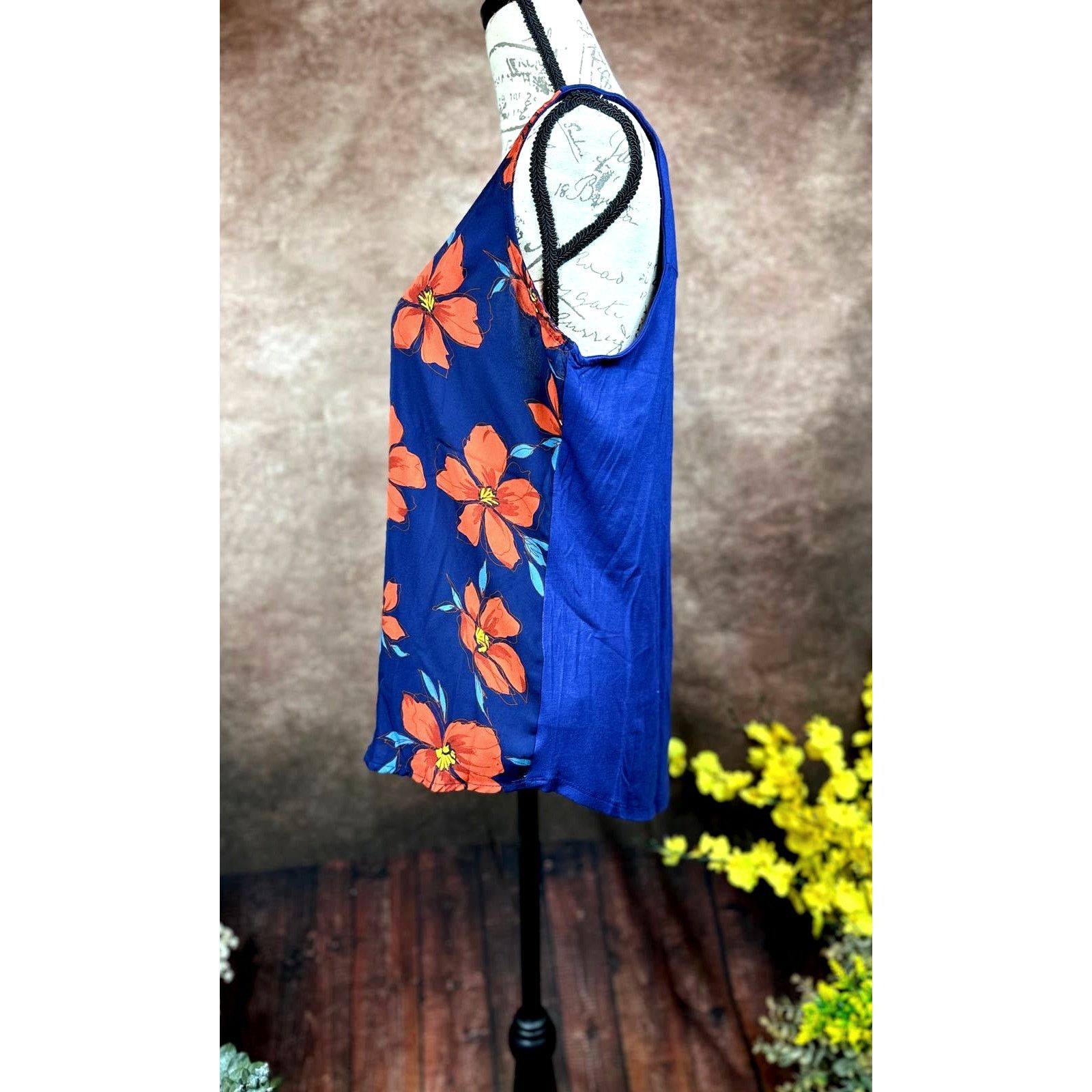 Other Fortune + Ivy Kason Split Neck Sleeveless Blouse Blue Red L Size L / US 10 / IT 46 - 6 Thumbnail