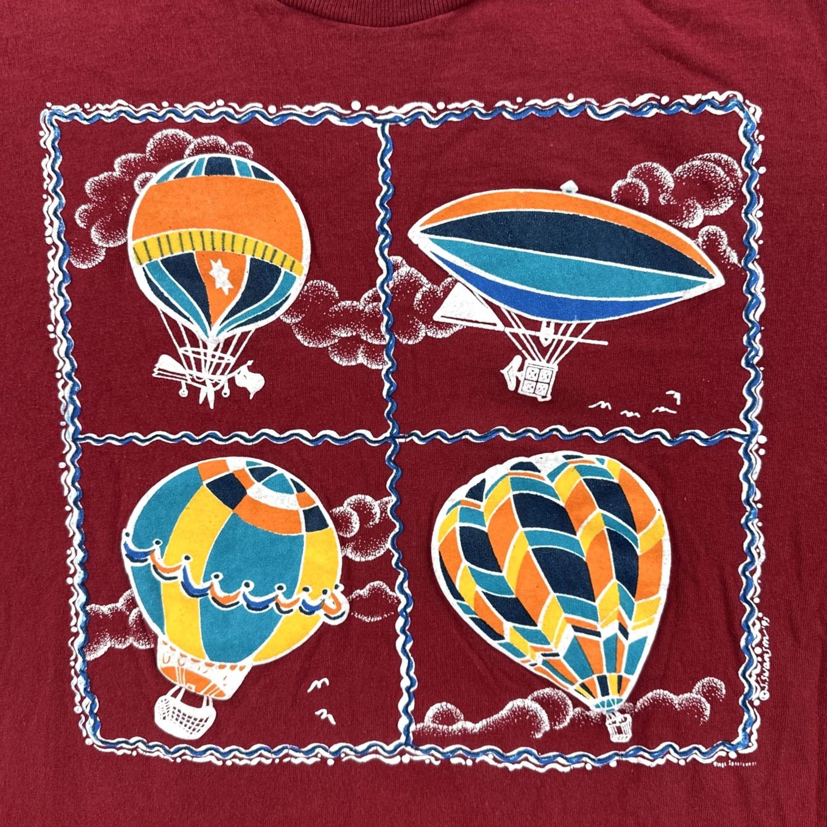 Tultex VINTAGE Tultex Shirt Mens L Red Single Stitch Tee 90s Hot Air Balloon Graphic Print Crew Neck Short Sleeve Mens Size US L / EU 52-54 / 3 - 6 Thumbnail