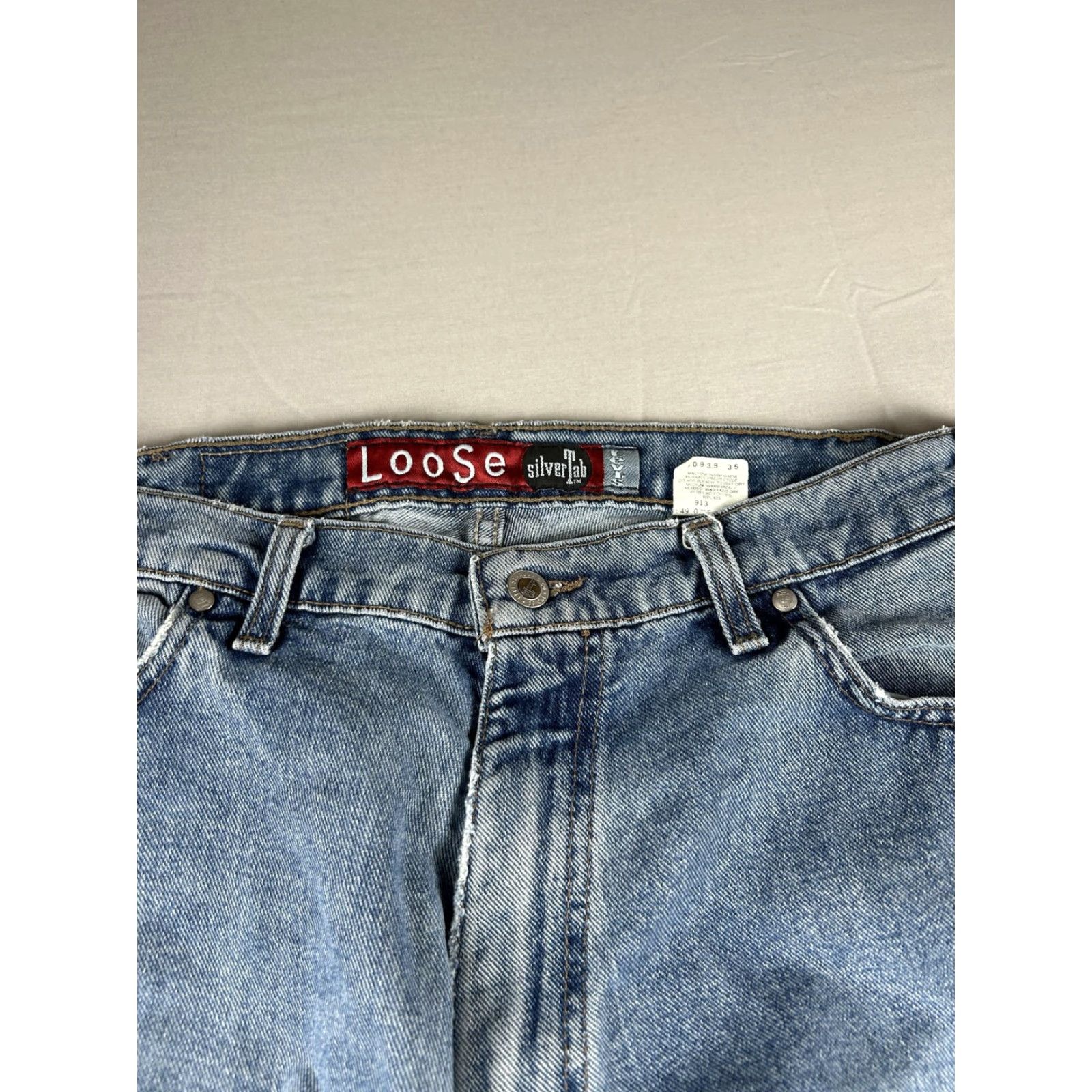 VINTAGE Levis Silvertab Loose Jeans Mens 35X31 Blue Baggy Wide Leg 