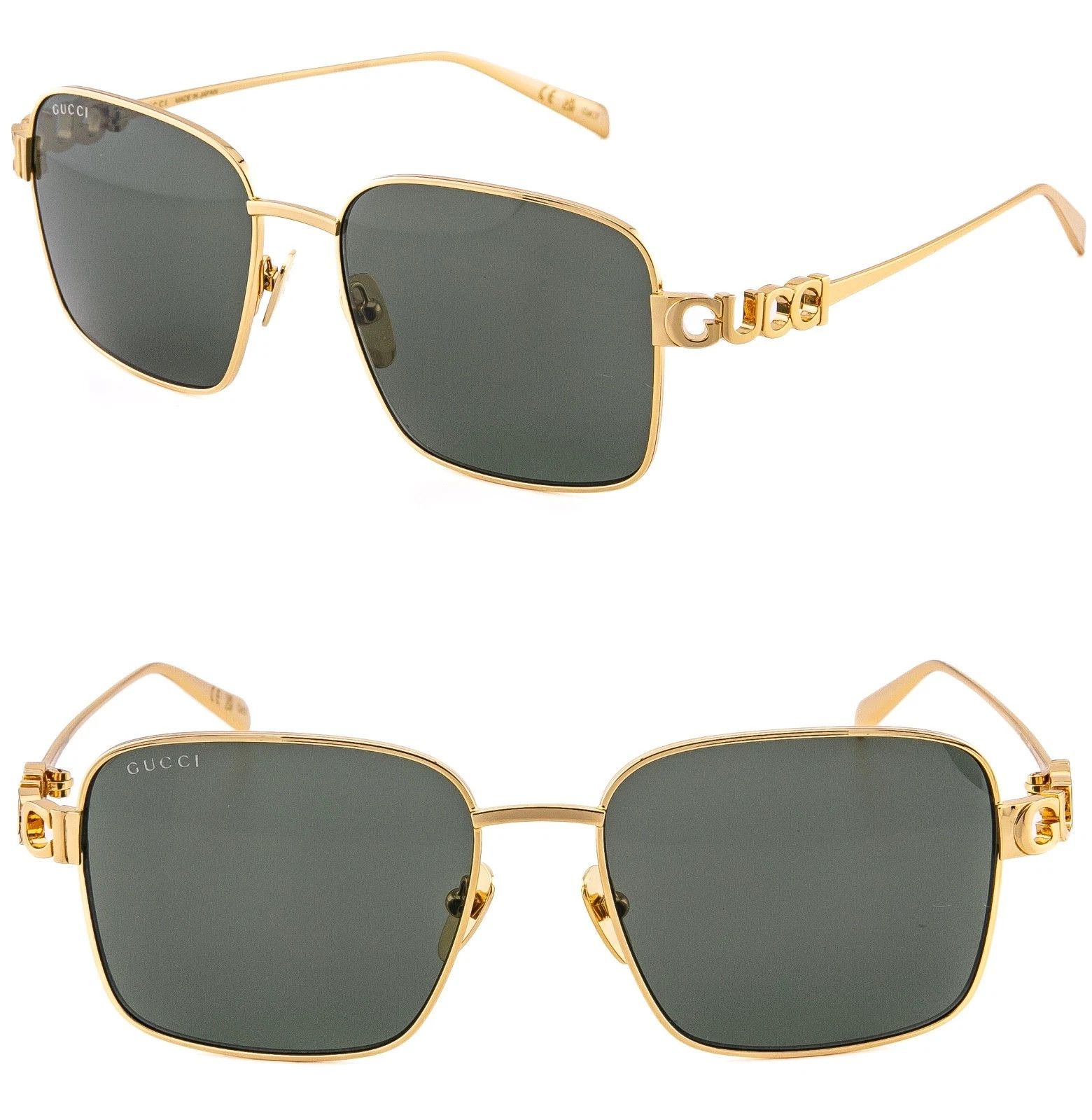 Gucci GUCCI 1937 Gg1937S Gold Gray Logo Unisex Metal Rectangle 001 Size ONE SIZE - 1 Thumbnail
