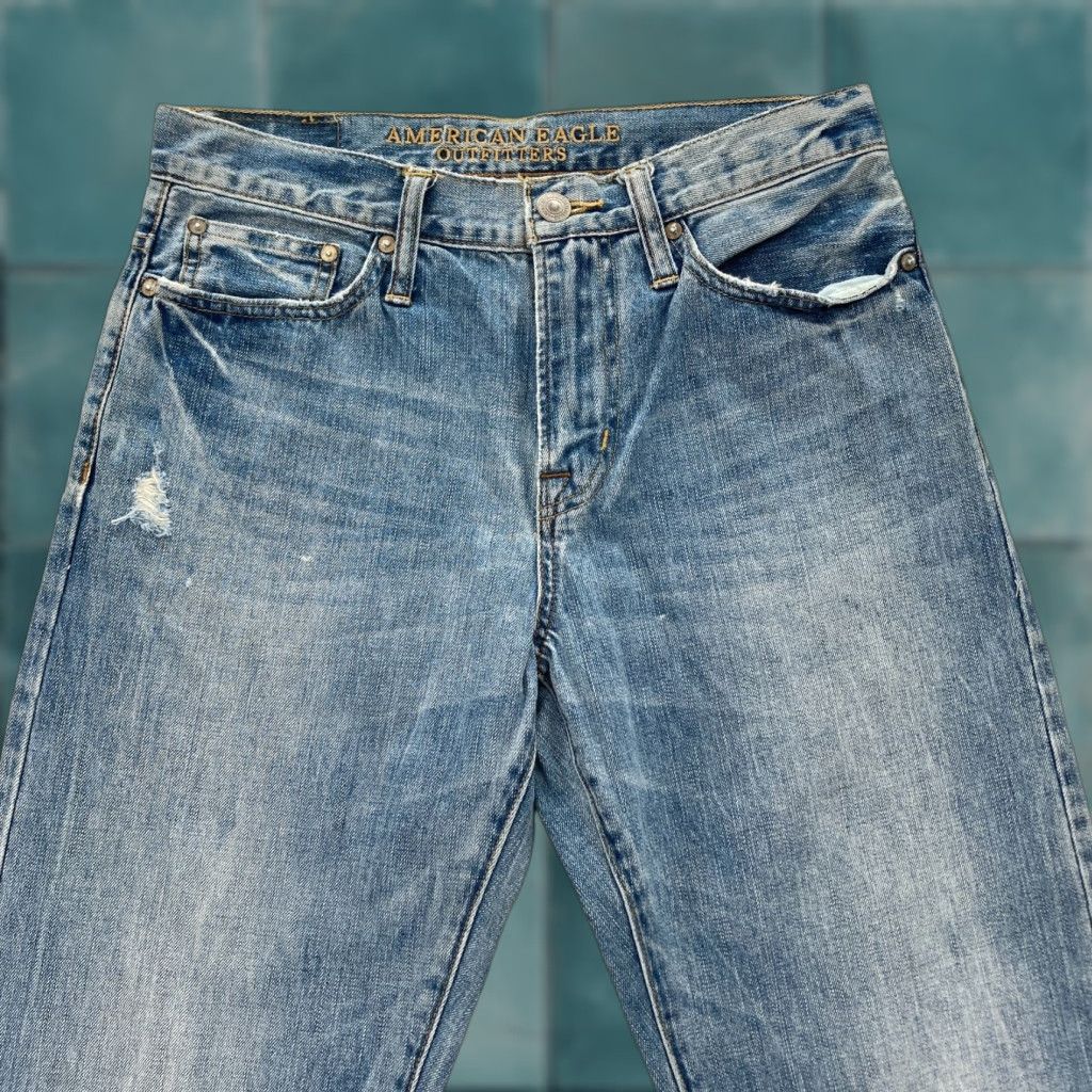 American Eagle Outfitters American Eagle Outfitters Jeans Mens 30x34 Relaxed Straight Denim Pant Blue 5-Pocket Distressed Medium Wash Size US 30 / EU 46 - 1 Thumbnail