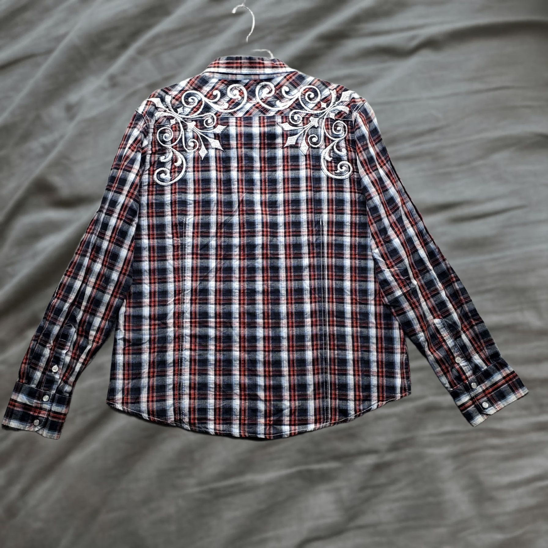 Vintage Pop Icon Western Rodeo Shirt Mens XL Multi Plaid Embroidered Pearl Snap Long Sleeve Size US XL / EU 56 / 4 - 1 Thumbnail