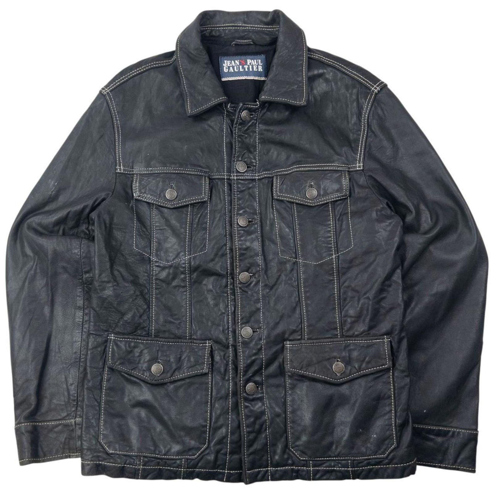 Vintage 2000S Jean Paul Gaultier Faux Leather Jacket Size M in Black, Men’s