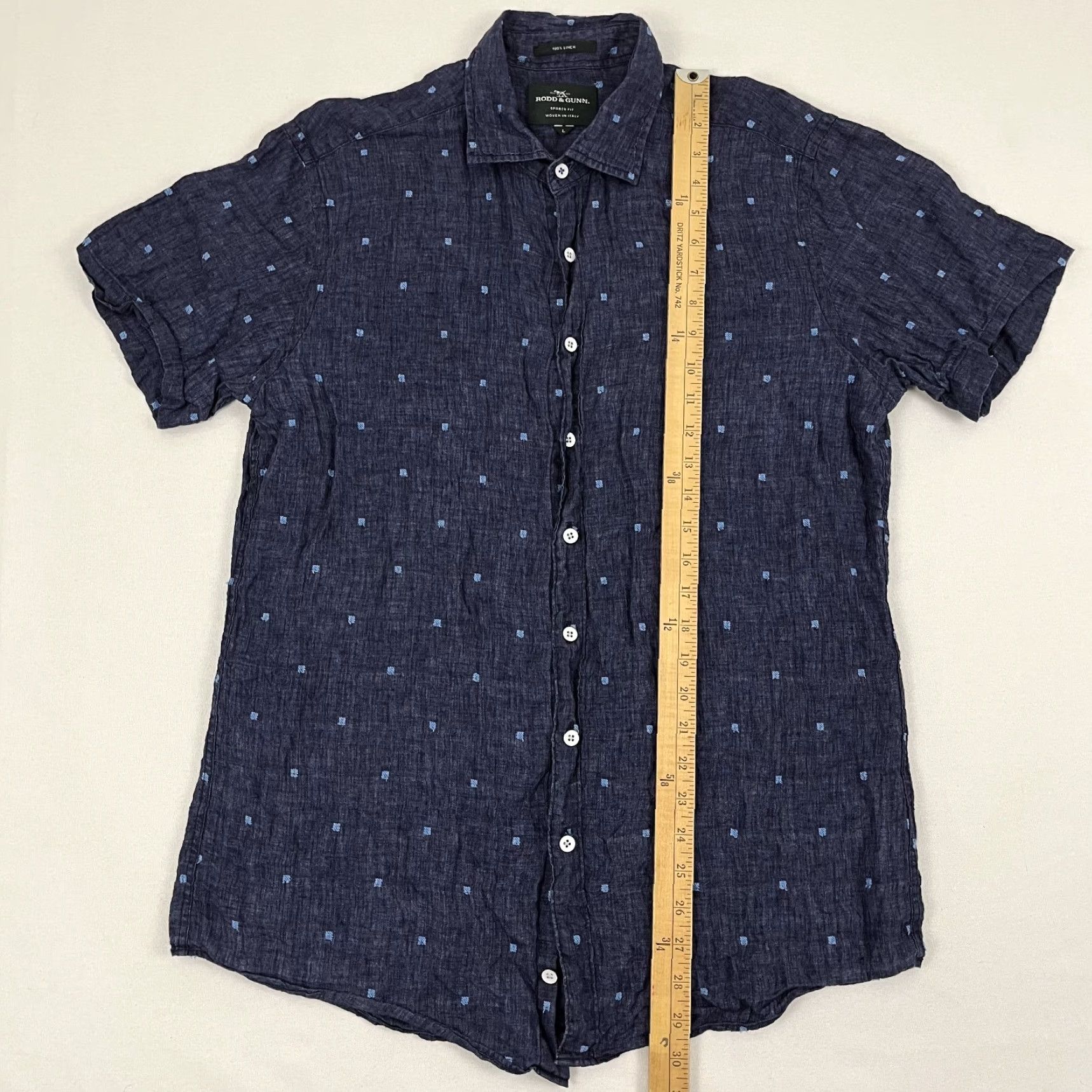 Rodd & Gunn Rodd & Gunn Shirt Men Large Sports Fit Blue Geometric 100% Linen Woven Button Up Size US L / EU 52-54 / 3 - 3 Thumbnail