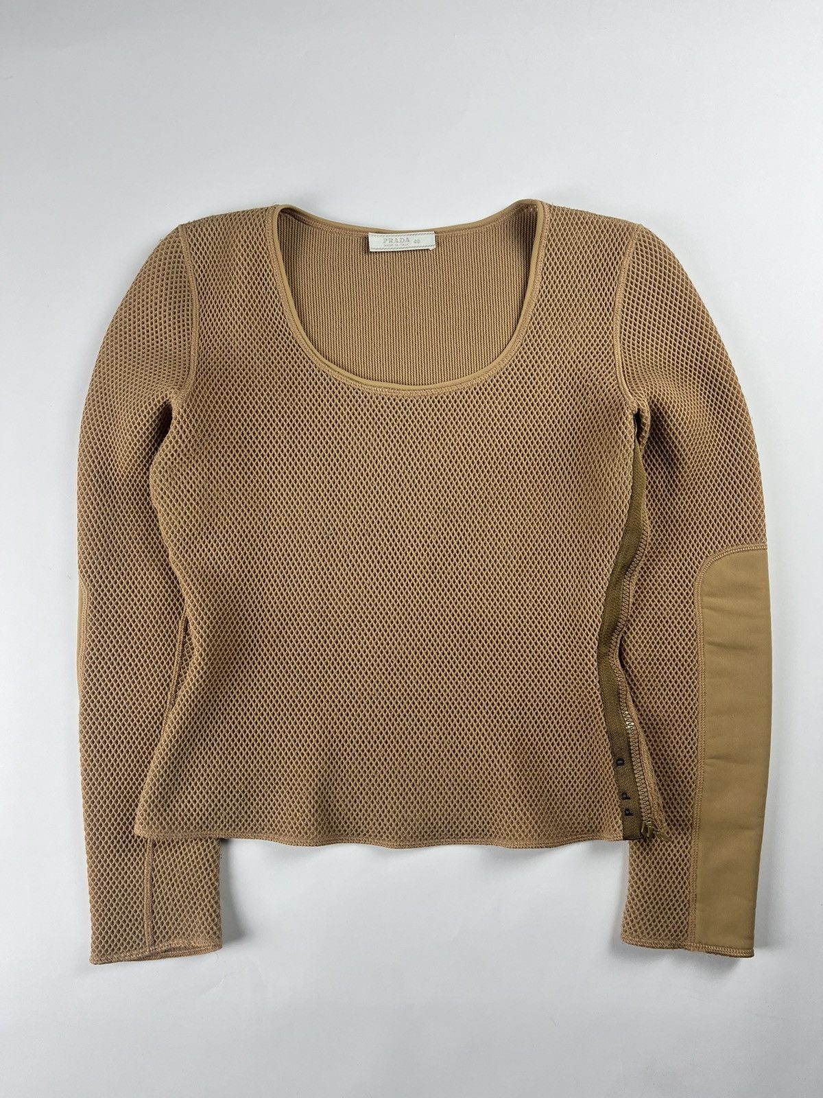 image of Prada Mesh Top Fw 1999 in Camel, Women's (Size Small)