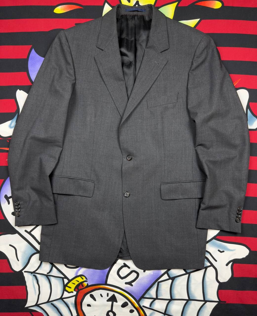 Burberry Burberry Mens Suit Wool Luxury Blazer Jacket & Pants Size 52L - 2 Thumbnail