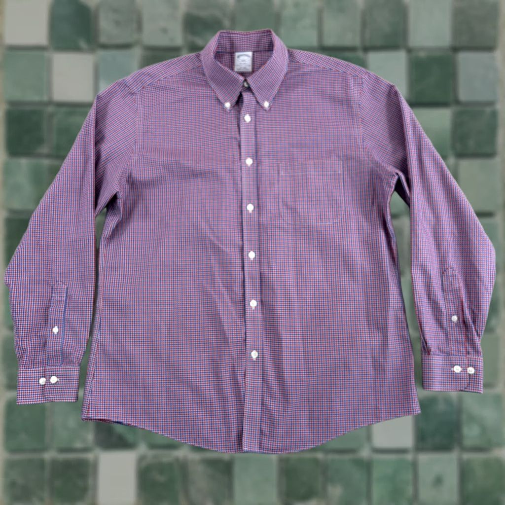 Brooks Brothers Brooks Brothers Regent Fit Shirt Red White Blue Check USA Men Large Preppy NWOT Regular Fit Long Sleeve Button-Up Non-Iron Wrinkle Resistant Size US L / EU 52-54 / 3 - 1 Thumbnail
