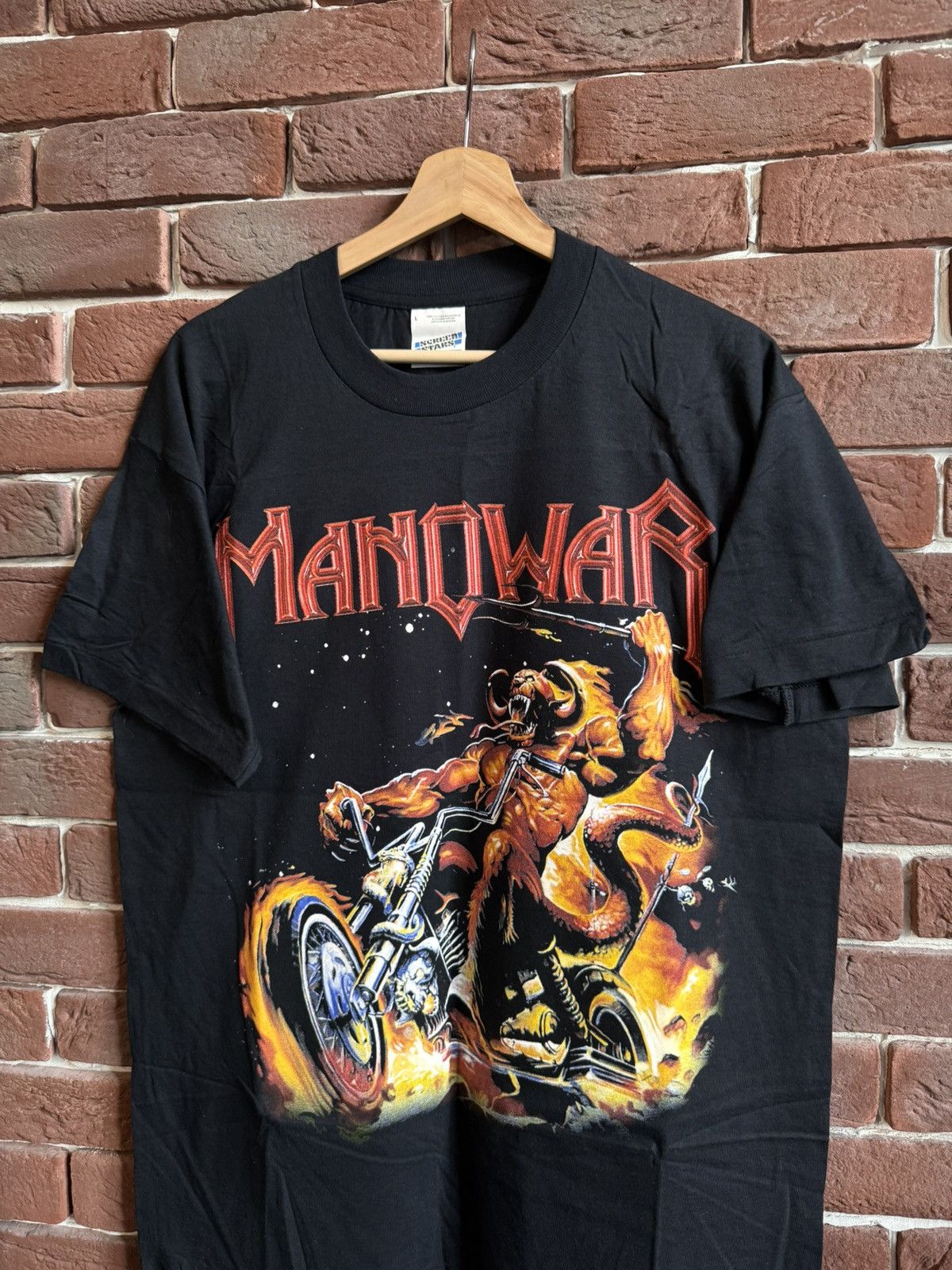 Band Tees Rare Vintage 90s Manowar Heavy Metal Band Tour tshirt L Blac Size US L / EU 52-54 / 3 - 3 Thumbnail