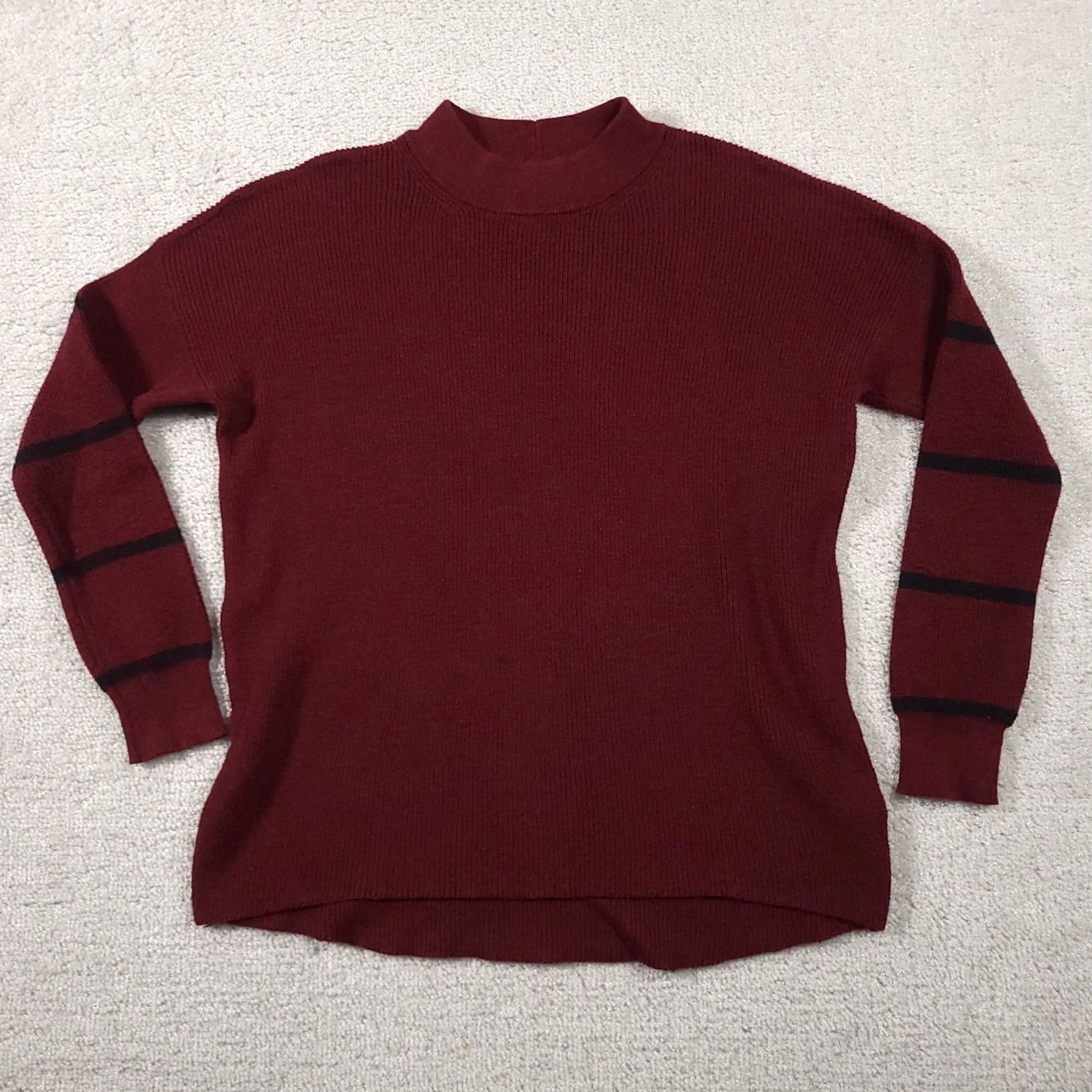 American Eagle Outfitters American Eagle Outfitters Sweater Women's XS Burgundy Mock Neck Pullover Casual Knit Lightweight Long Sleeve Size XS / US 0-2 / IT 36-38 - 2 Thumbnail