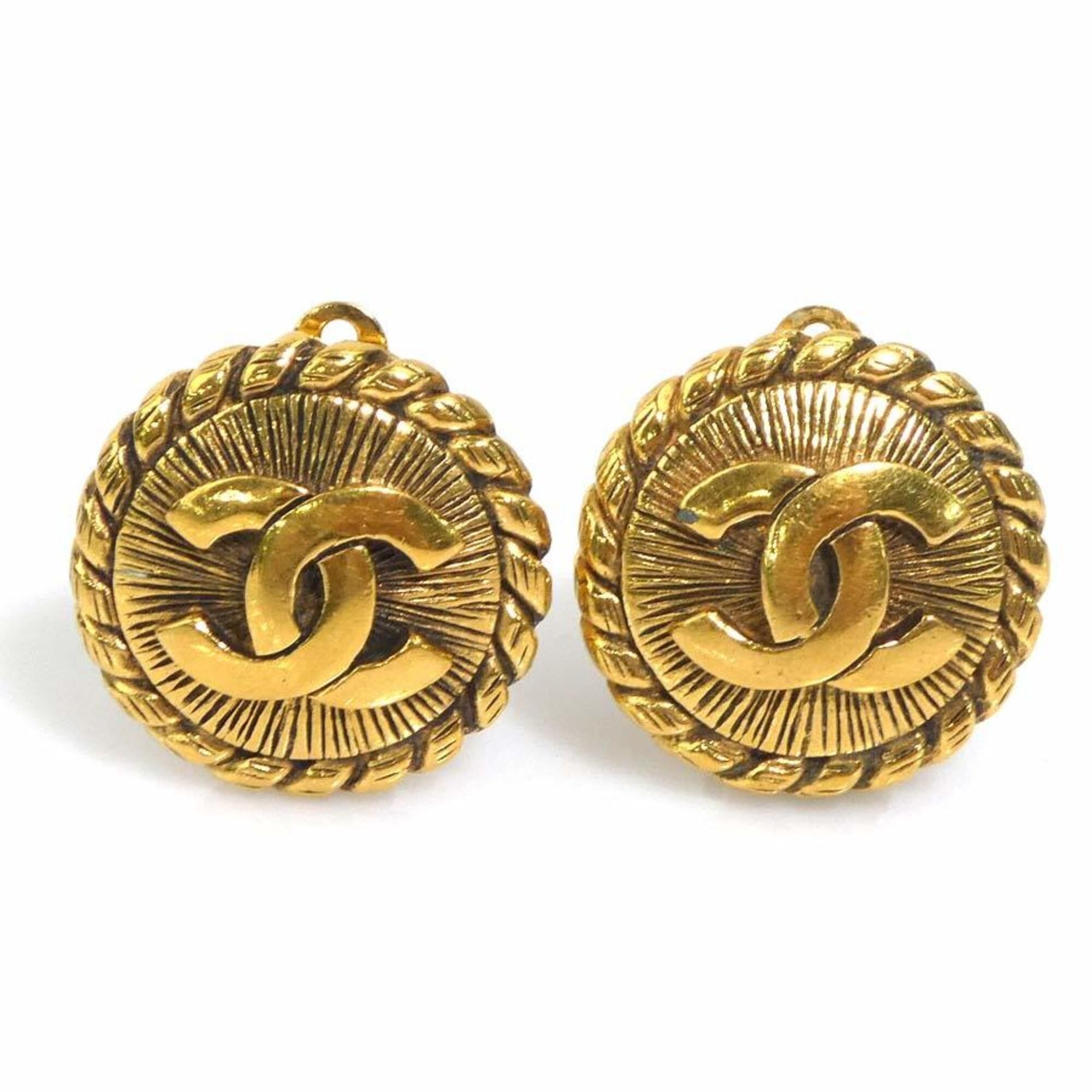 Chanel Chanel earrings, Coco Mark design, metal, gold, women's, e61734i Size ONE SIZE - 1 Thumbnail
