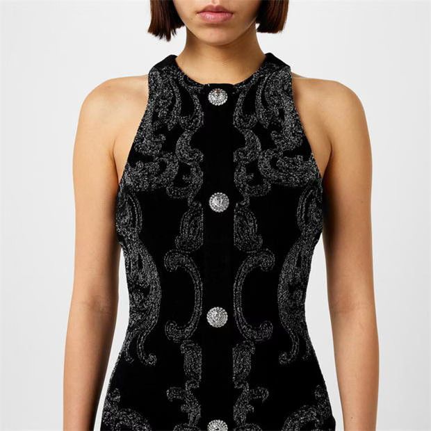 Balmain o1g2r1mq0924 Mini Dress in Noir & Argent Size M / US 6-8 / IT 42-44 - 4 Thumbnail