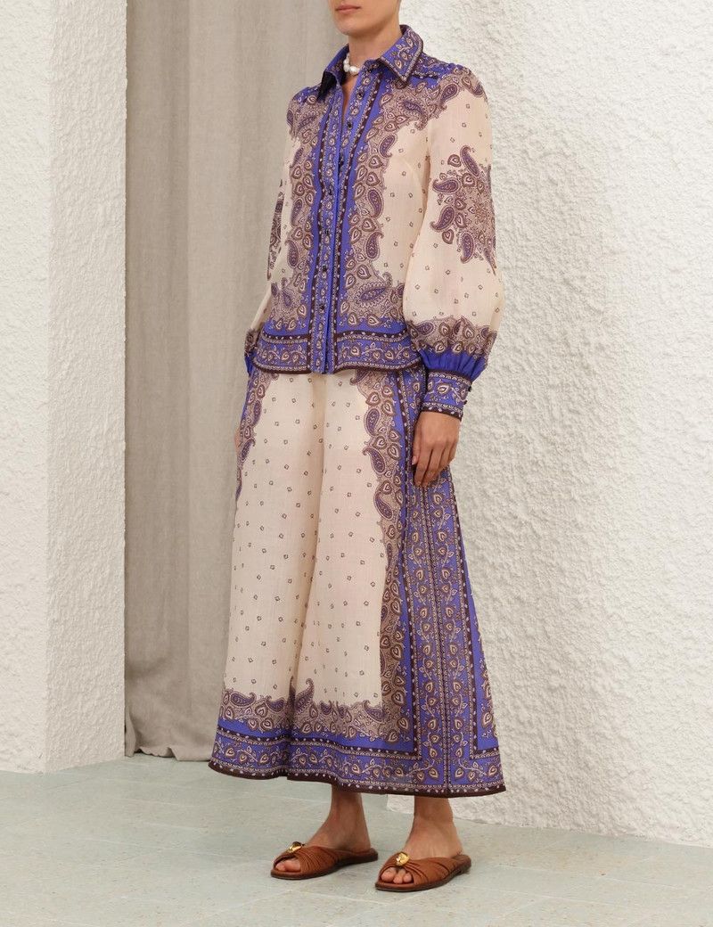 Zimmermann oc11z0126 Maxine Blouson Shirt in Multicolor Size M / US 6-8 / IT 42-44 - 3 Thumbnail