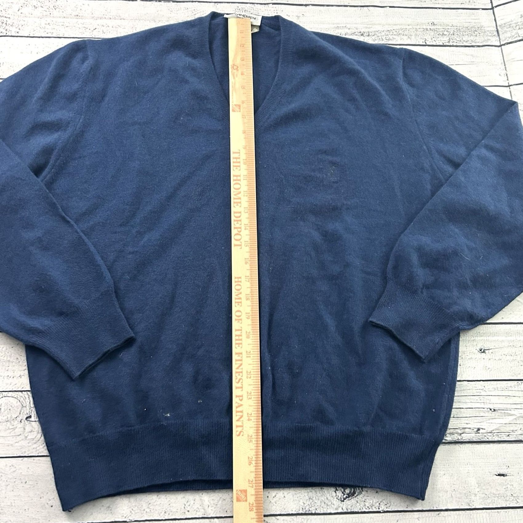 Yves Saint Laurent VINTAGE Yves Saint Laurent V Neck Wool & Rabbit Hair Sweater Men XL Blue Pullover Knit Wool Mens XL Blue Saint Laurent V-Neck Sweater Size US XL / EU 56 / 4 - 5 Thumbnail