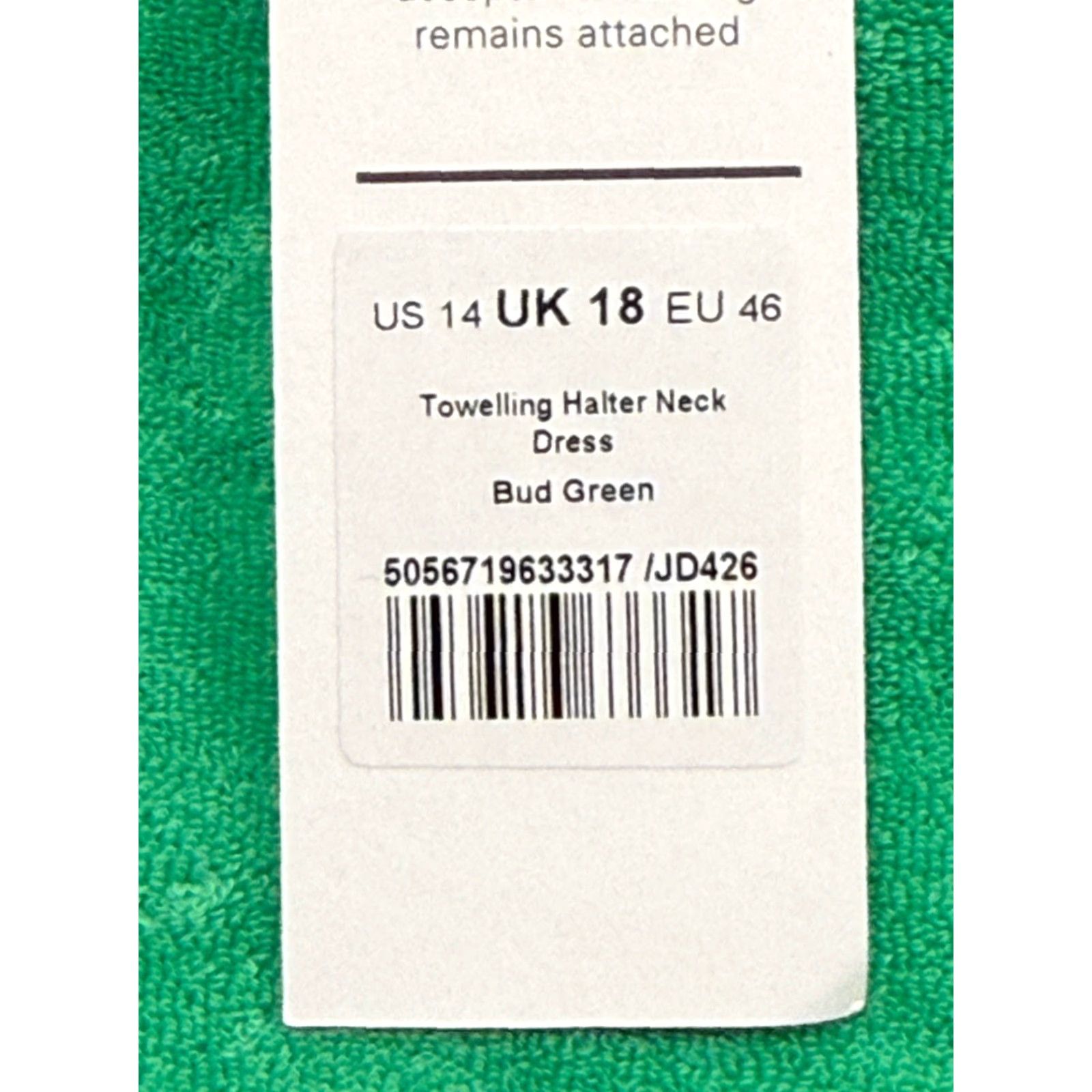 ME+EM Women’s Halter-Neck Toweling Dress – Green, Size 14, Sleeveless, Short Shift Dress, Regular, Spring/Summer, NWT