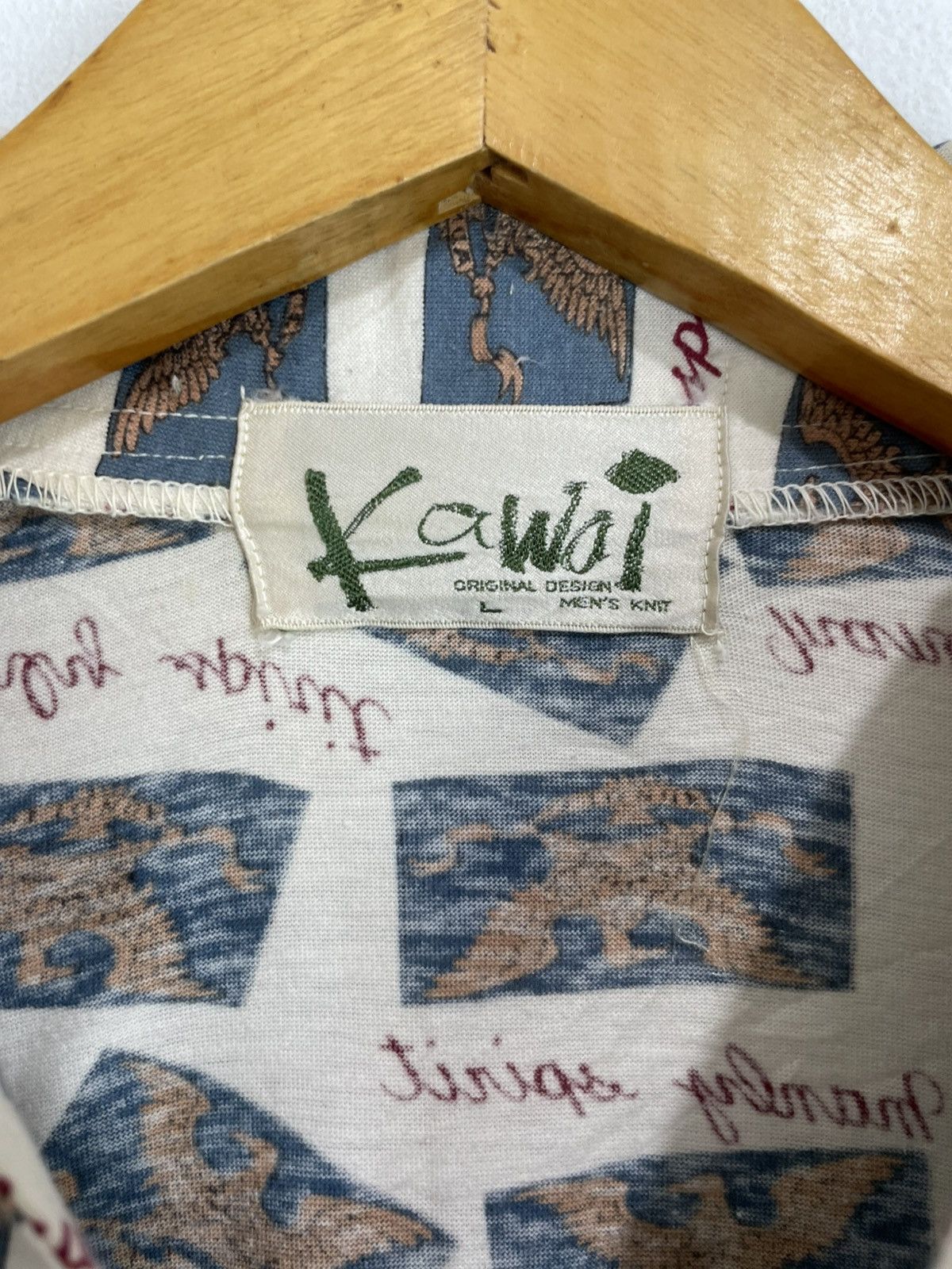 Japanese Brand Kawai Eagle Full Printed Polo Longsleeve Size US L / EU 52-54 / 3 - 4 Thumbnail