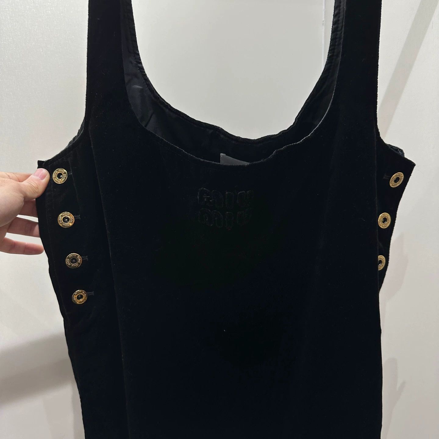 Miu Miu MIU MIU mar252 logo velvet cami dress 42 Size M / US 6-8 / IT 42-44 - 6 Thumbnail