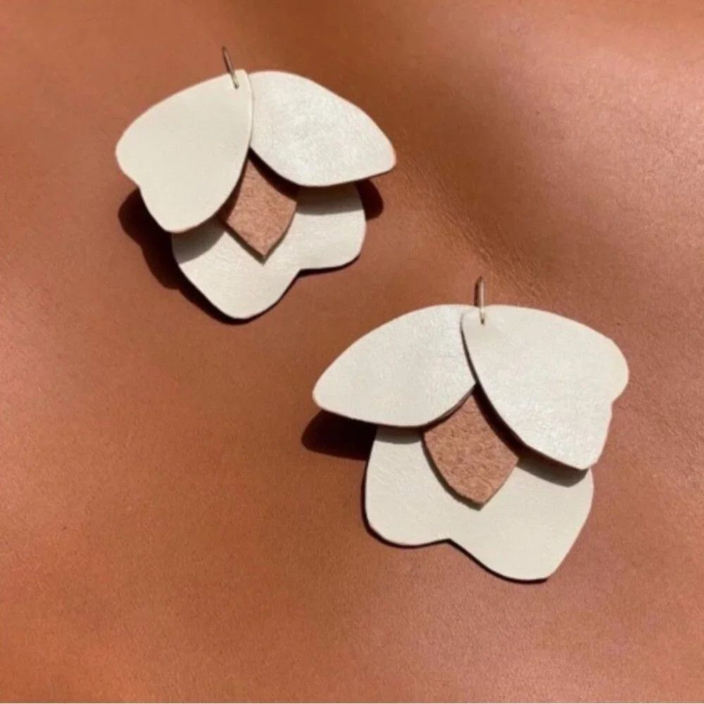 Other Dear Survivor Upcycled Leather Magnolia Earrings Size ONE SIZE - 1 Thumbnail