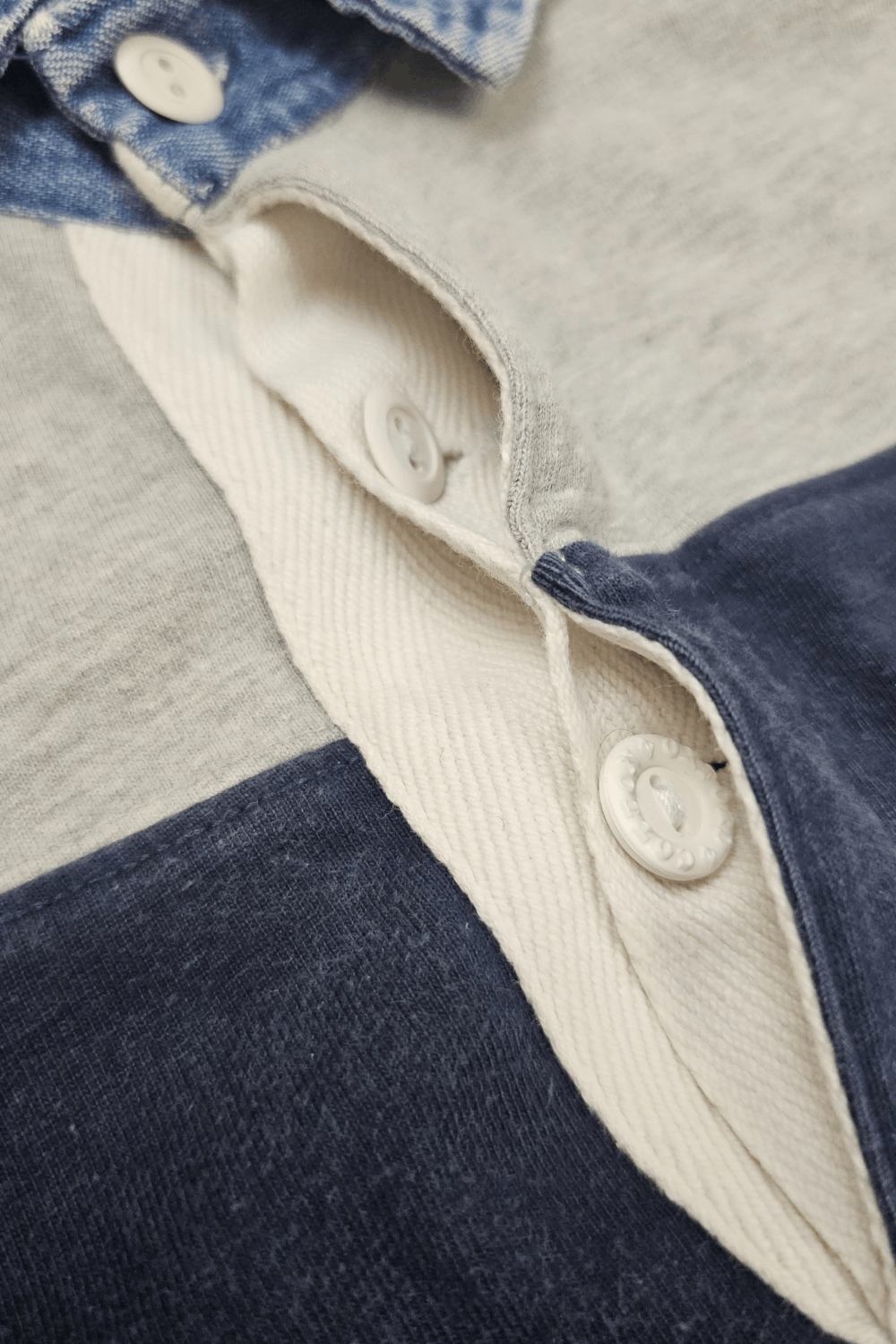 Polo Ralph Lauren 1993 PRL Multi-Stripe Rugby - Denim Collar - Hong Kong Made Size US XL / EU 56 / 4 - 3 Thumbnail