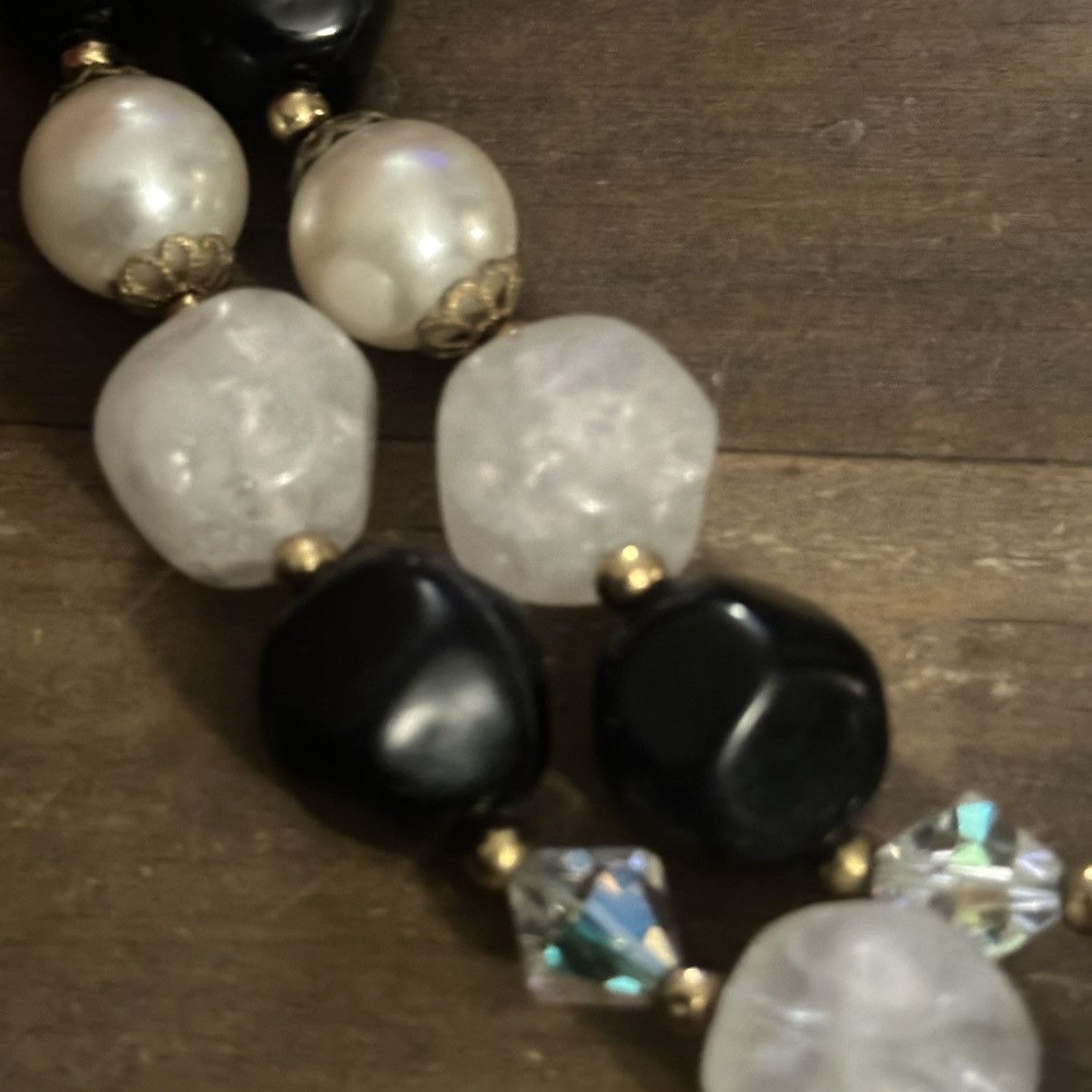 Vintage Vintage black and white pearl & bead doubled necklace Size ONE SIZE - 4 Thumbnail