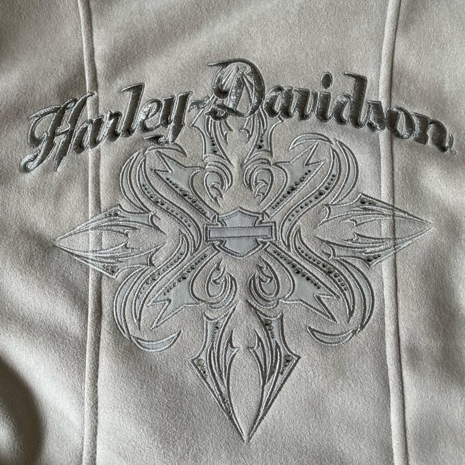 Harley Davidson Harley-Davidson Cream Faux Suede Zip Front Jacket Size L / US 10 / IT 46 - 5 Thumbnail