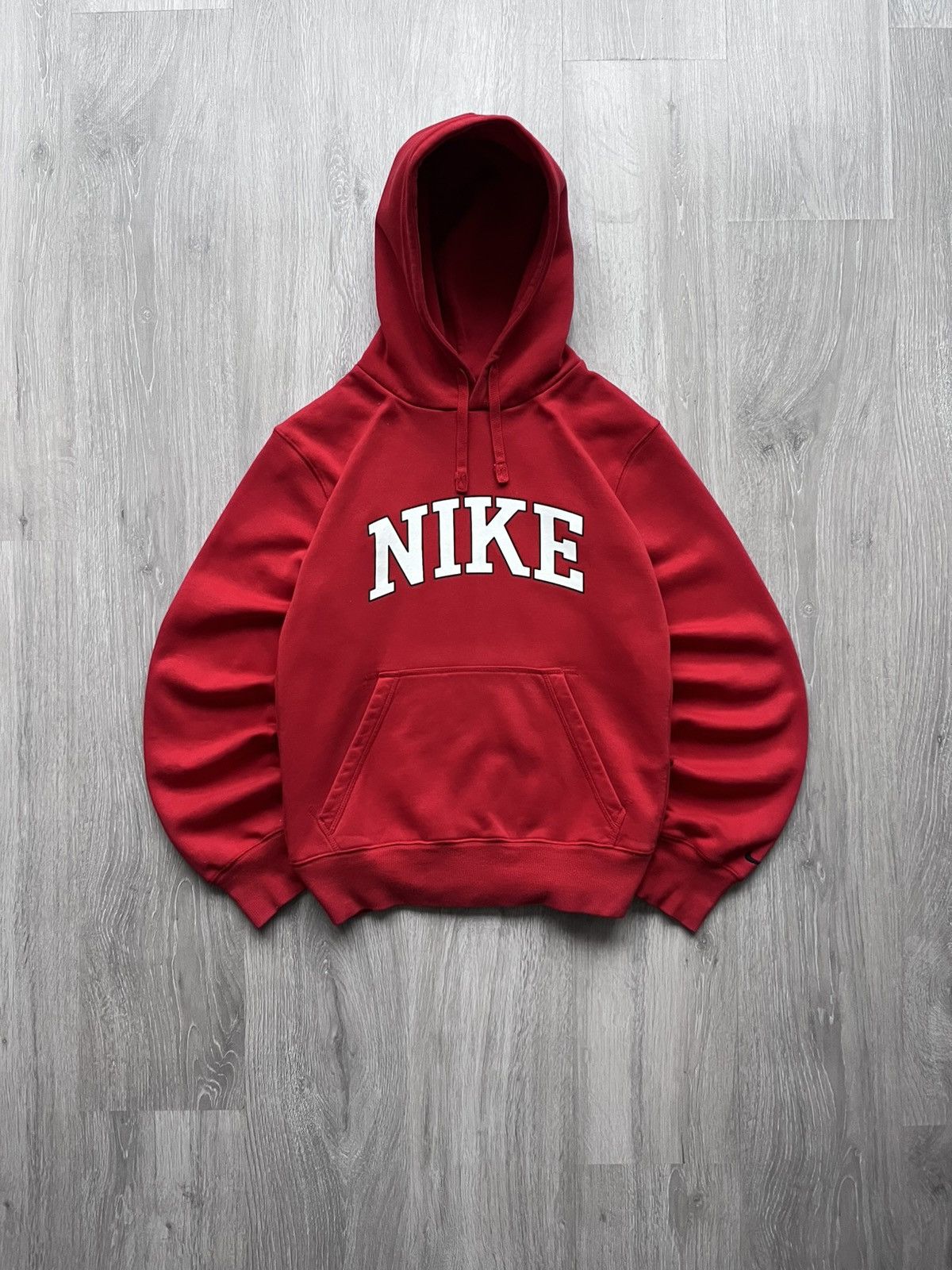 Vintage Nike Red Baggy Hoodie Y2K Big Nike Center Logo 00’s