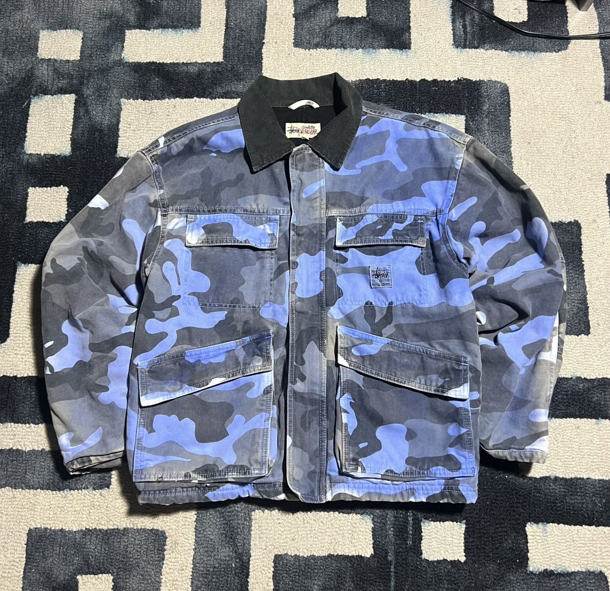 Stussy Stussy jacket camo blue outerwear workwear winter fall Size US S / EU 44-46 / 1 - 10 Thumbnail