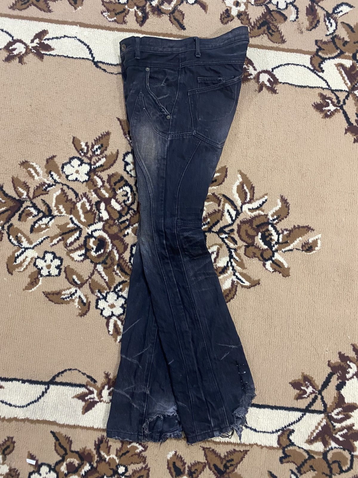 JACKROSE Jackrose Rare Design Distressed Pinned Flare Denim Size US 30 / EU 46 - 4 Thumbnail