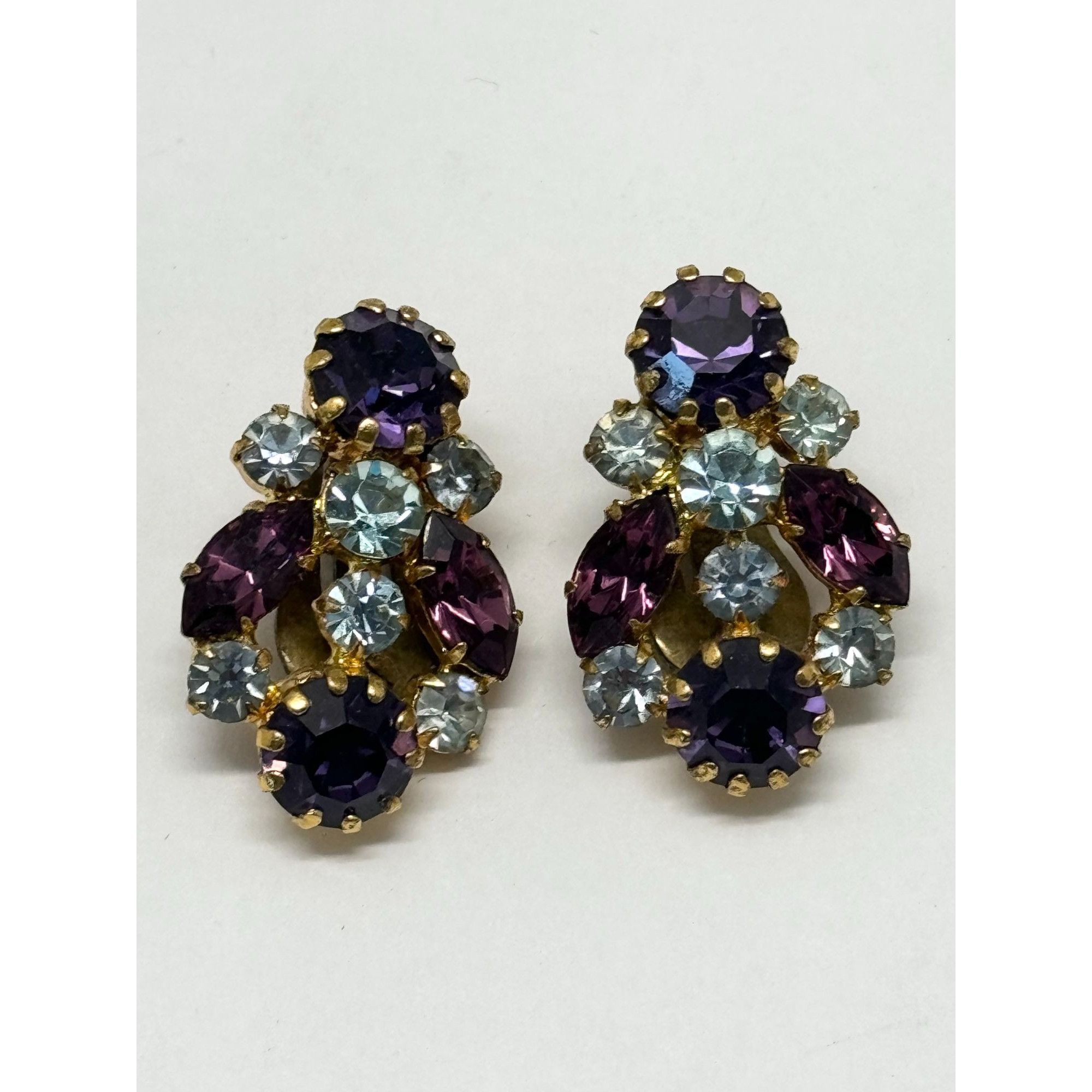 Vintage Vintage Austria Purple Rhinestone Earrings Size ONE SIZE - 5 Thumbnail