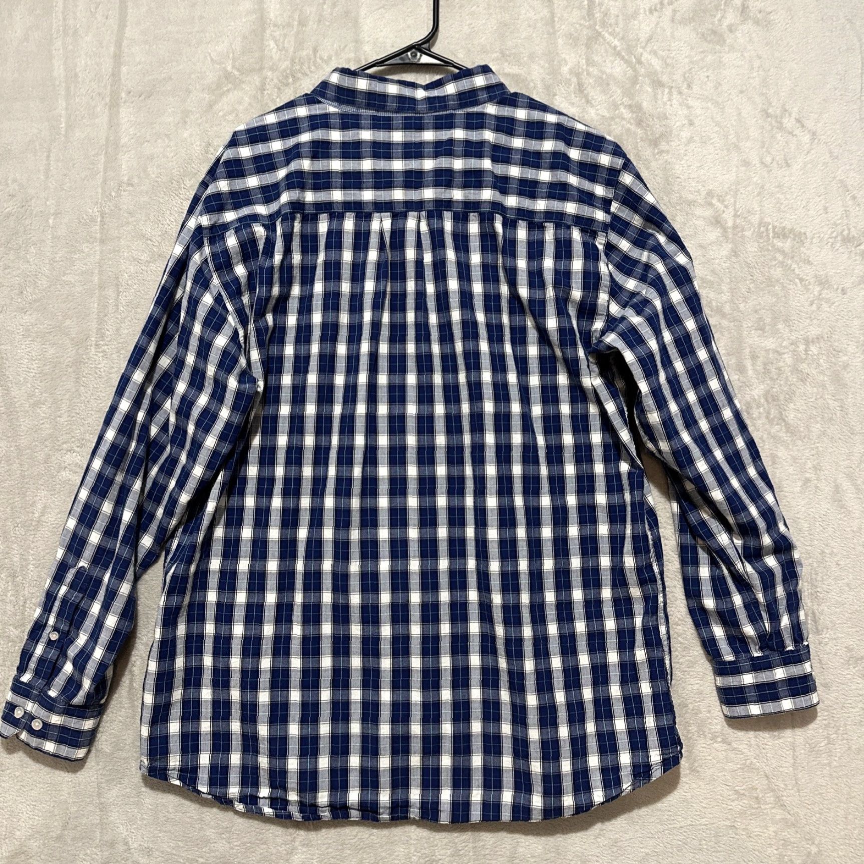 Vintage VINTAGE Olefant Men’s Shirt XL Blue White Plaid Cotton Long Sleeve Button-Up Fall Spring Winter Mens Size US XL / EU 56 / 4 - 6 Thumbnail