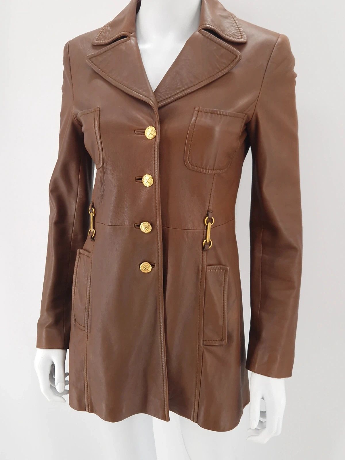 Gucci Gucci by Tom Ford Archival Brown Leather Coat Size S / US 4 / IT 40 - 1 Thumbnail