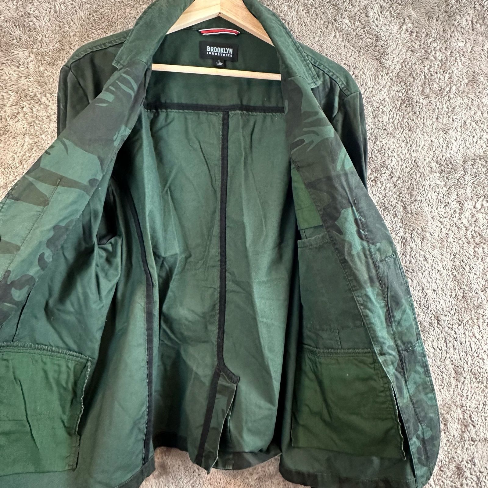 Brooklyn Industries Brooklyn Industries Green Camo Blazer Jacket L Large Cotton Size US L / EU 52-54 / 3 - 3 Thumbnail