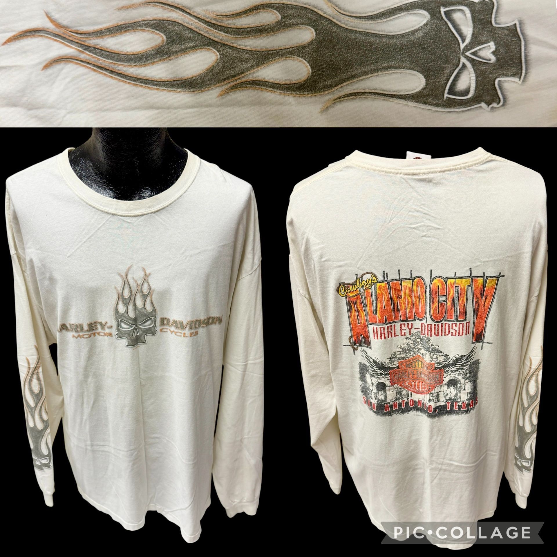 Harley Davidson H-D COWBOYS Alamo City TEXAS Motorcycle Flaming SKULL Biker Size US XXL / EU 58 / 5 - 1 Thumbnail