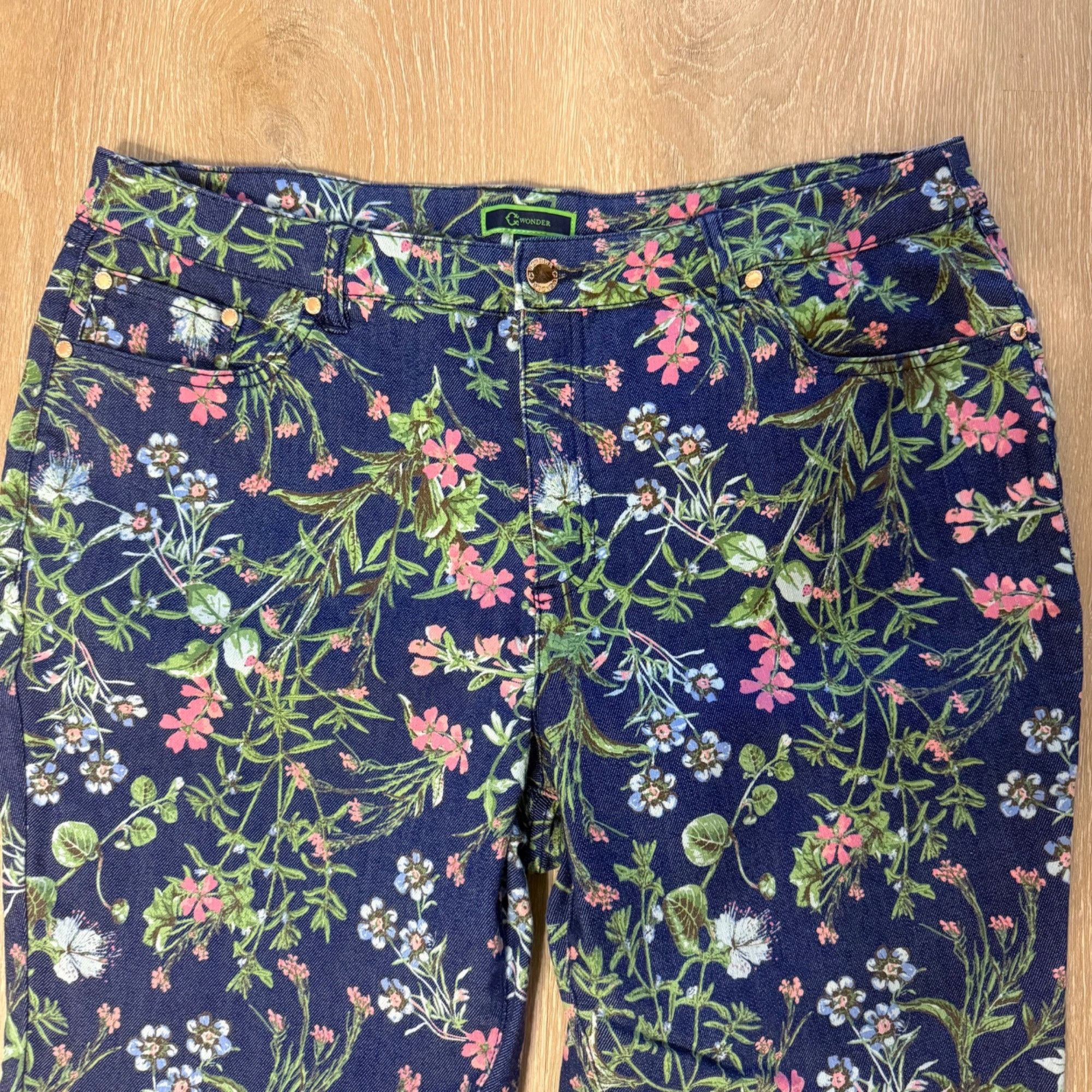 Other C. Wonder Womens Floral Print Jeans Size 16 High-Rise Stretc Size 38" / US 16 / IT 52 - 2 Thumbnail