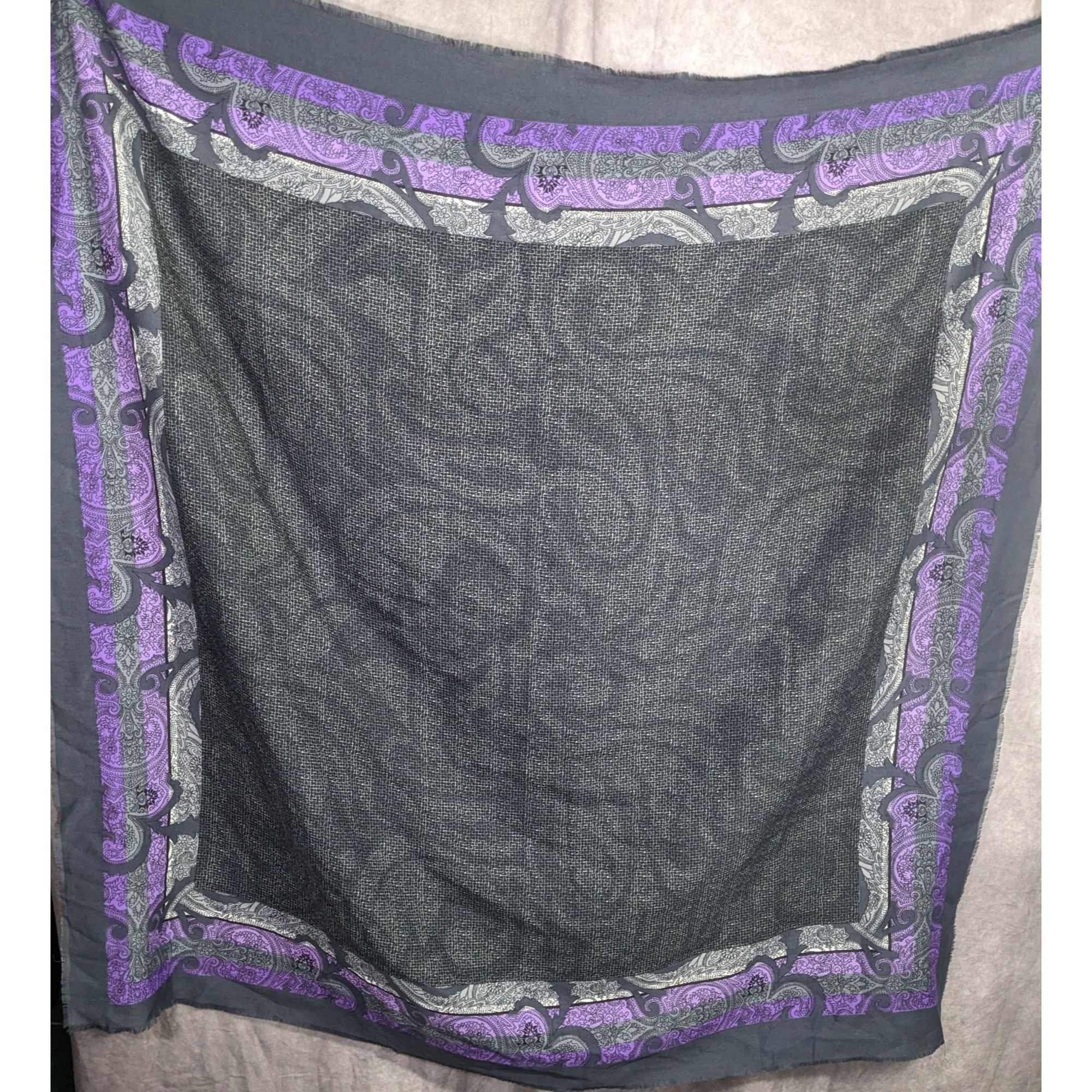 Other Marco Corsari Vintage Gothic Paisley Scarf 46x46 Purple & Gr Size ONE SIZE - 7 Thumbnail