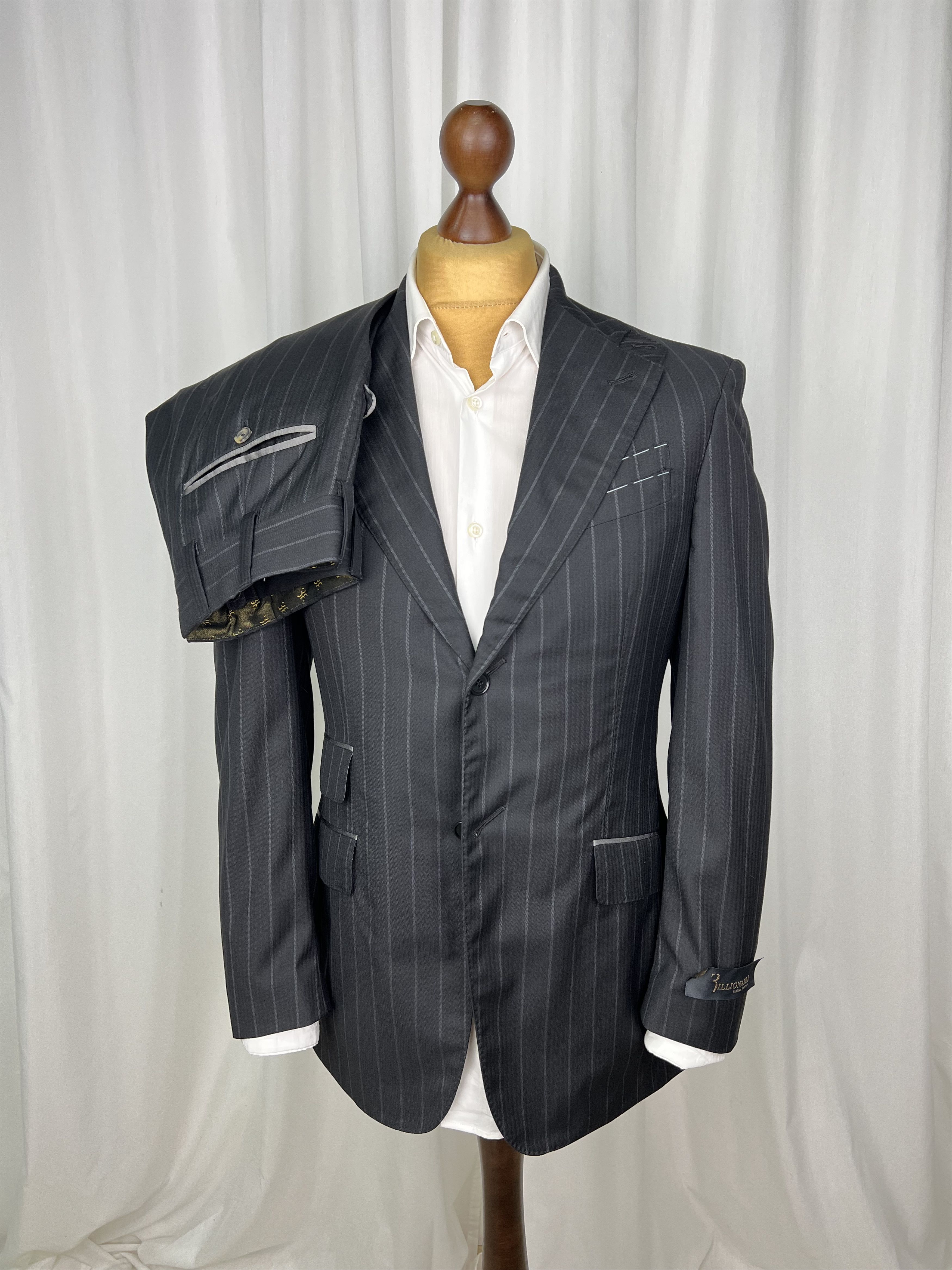 Billionaire Couture by Galasso Charcoal Striped 2-Piece Wool Suit Size 36R - 1 Thumbnail