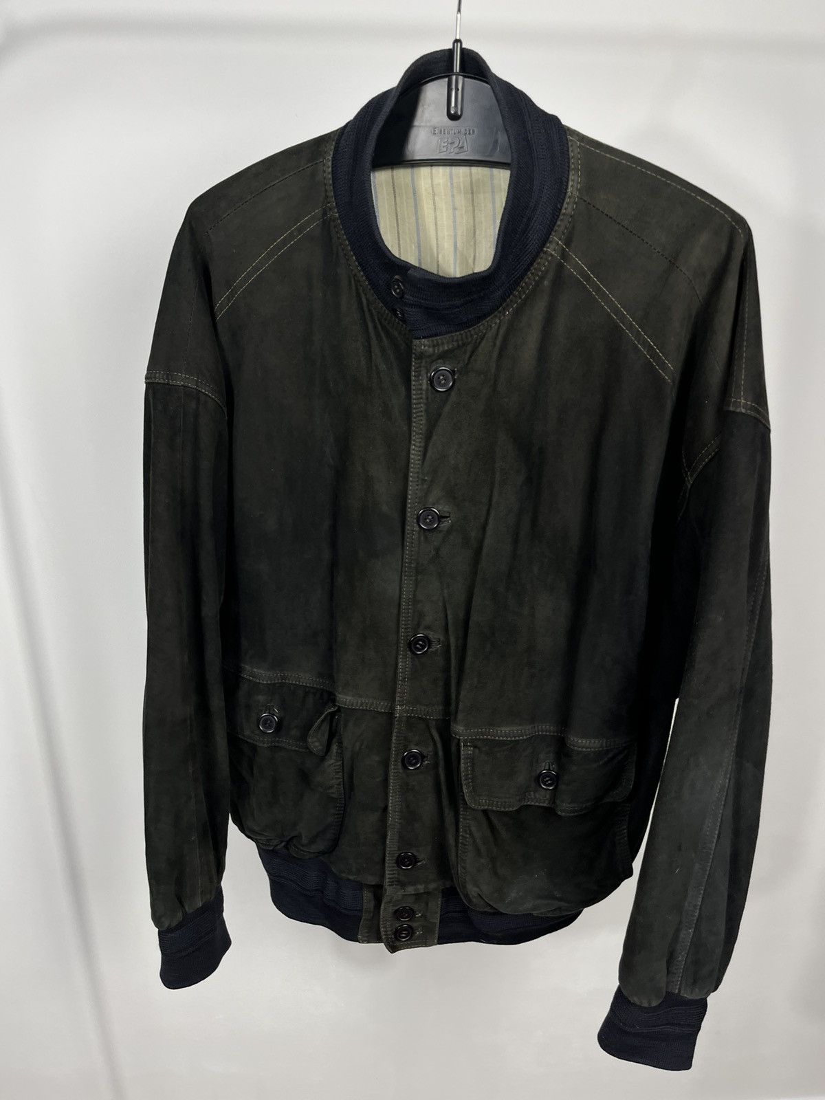 Leather Vintage Distressed Suede Bomber Jacket Size 50 Size US M / EU 48-50 / 2 - 3 Thumbnail