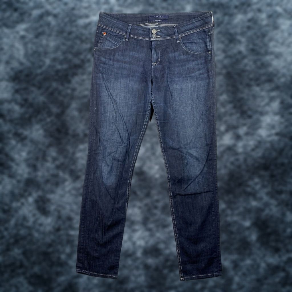 Hudson HUDSON Jeans Womens 32 Dark Wash Distressed Low Rise Western Style Straight Jeans Size 24" / US 00 / IT 34 - 1 Thumbnail
