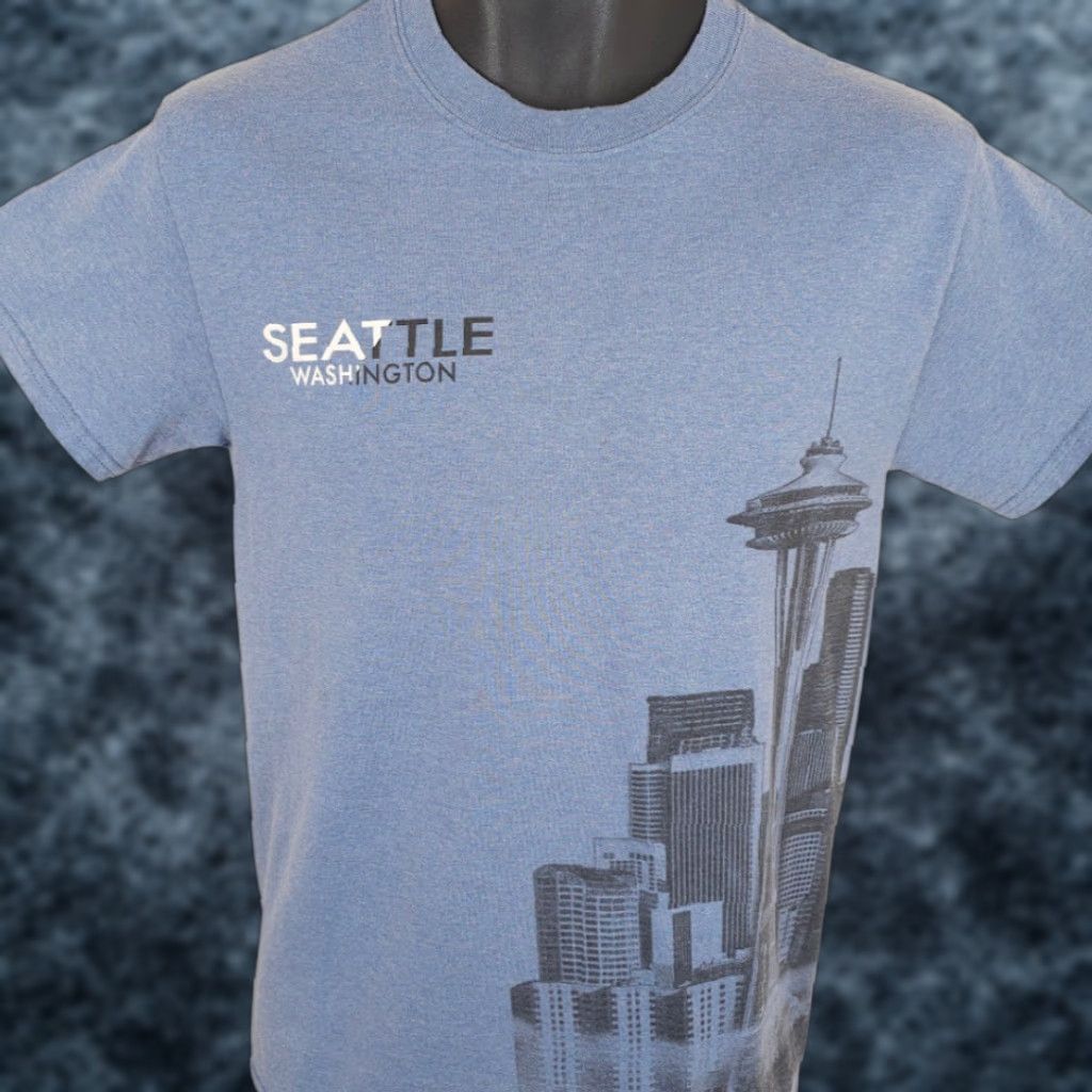 Gildan Seattle T Shirt Mens Size Small Blue Space Needle Washington Travel Tee Size US S / EU 44-46 / 1 - 1 Thumbnail