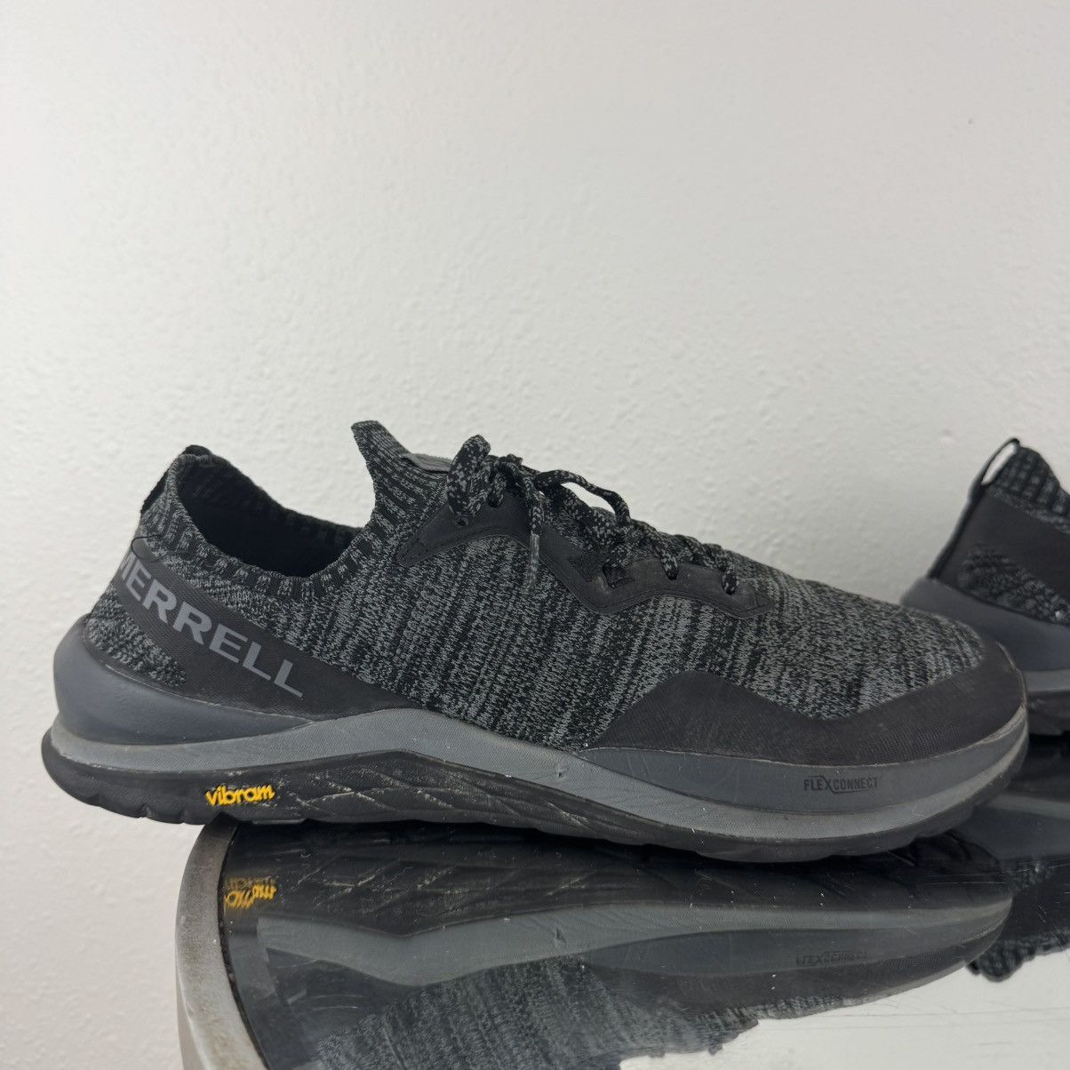 Merrell MERRELL Mens Black Grey Knit Mag-9 Vibram Running Sneakers Size US 14 / EU 47 - 4 Thumbnail